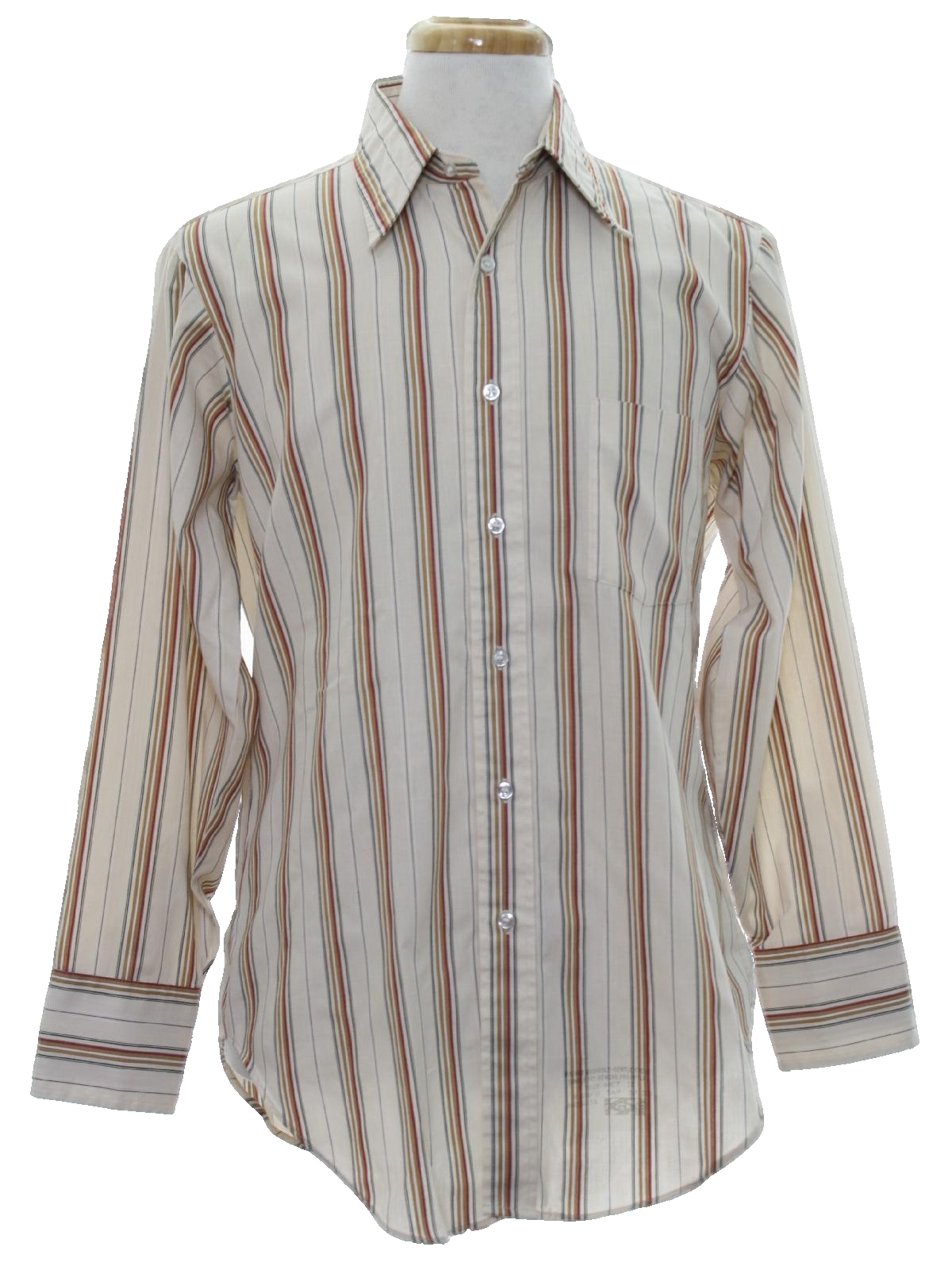 Retro 1960's Shirt (Fabric Label) : Late 60s -Fabric Label- Mens light