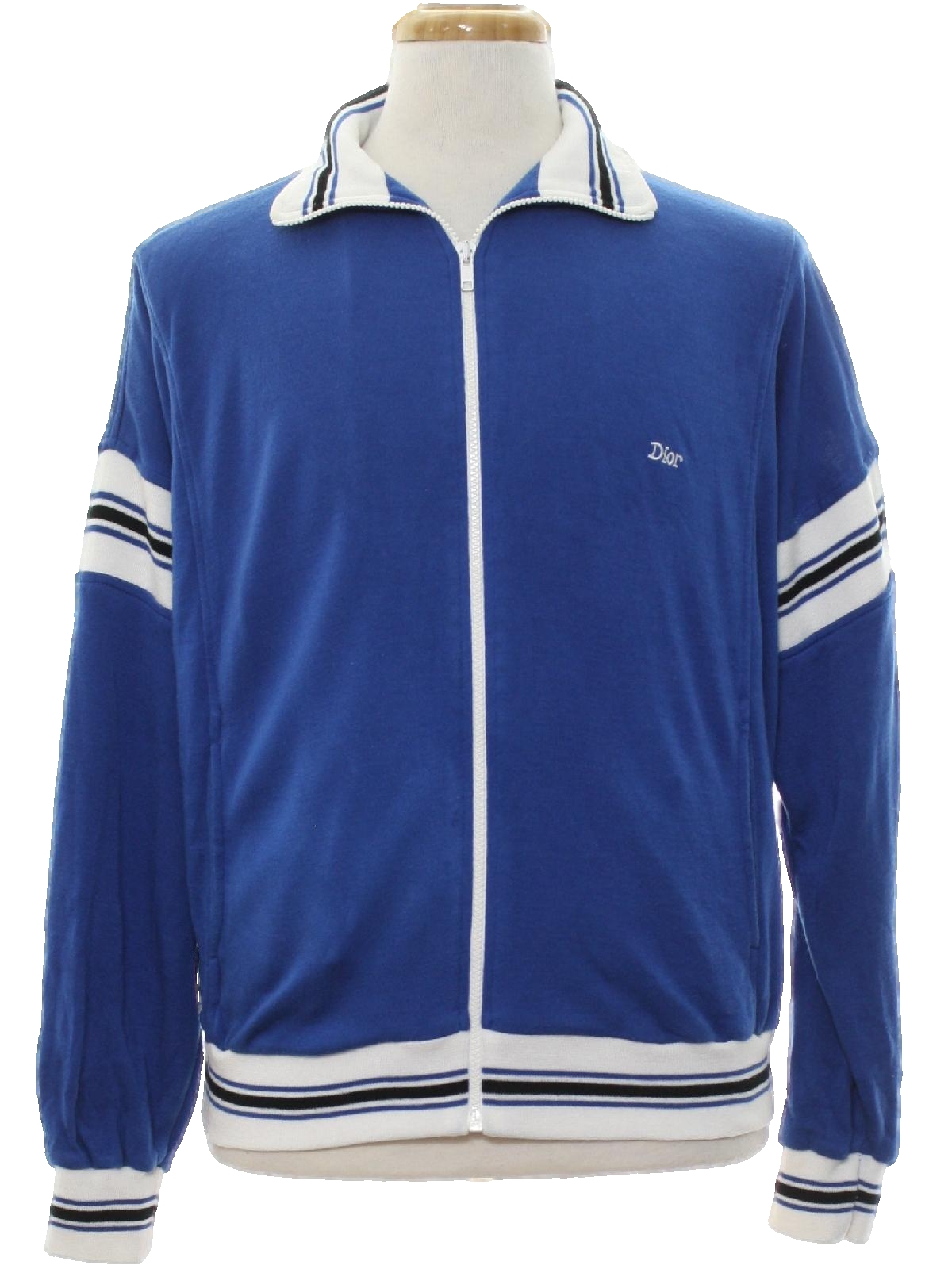 Vintage 1980's Jacket: 80s -Christian Dior- Mens lake blue background ...