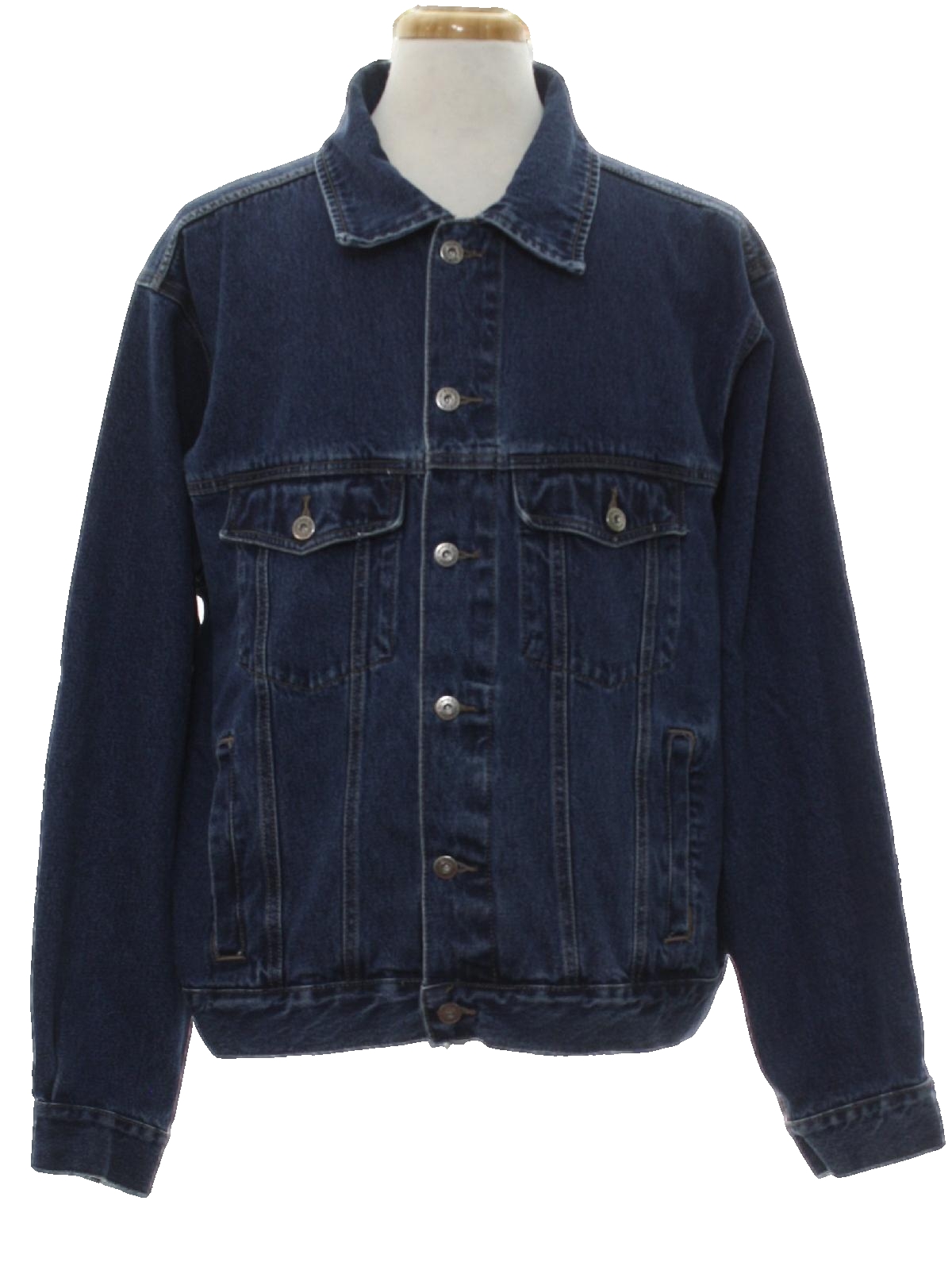 1990's Jacket (Wrangler): 90s -Wrangler- Mens dark blue cotton denim ...
