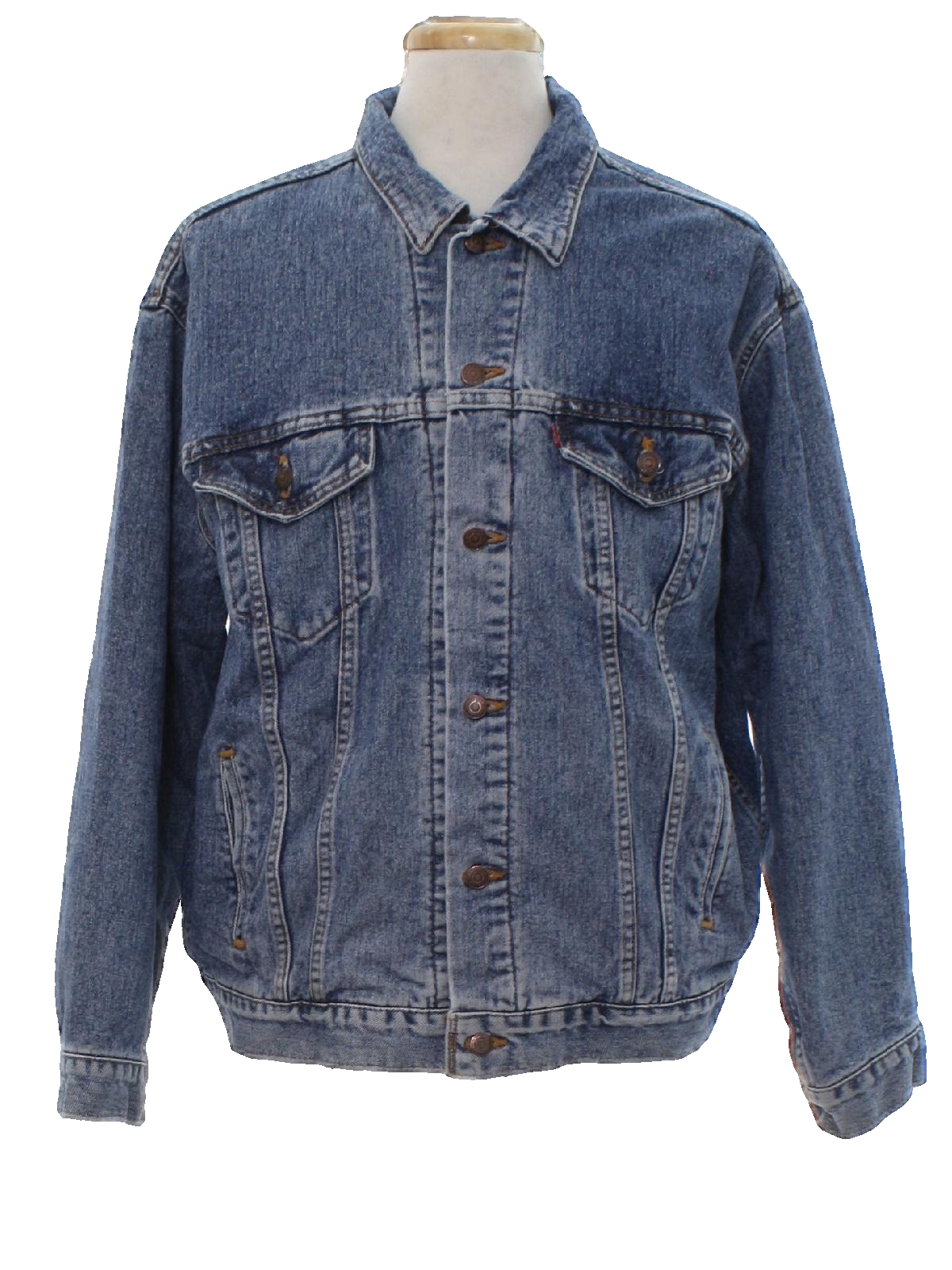 Retro 1980s Jacket: 80s -Levis- Mens medium blue background cotton ...