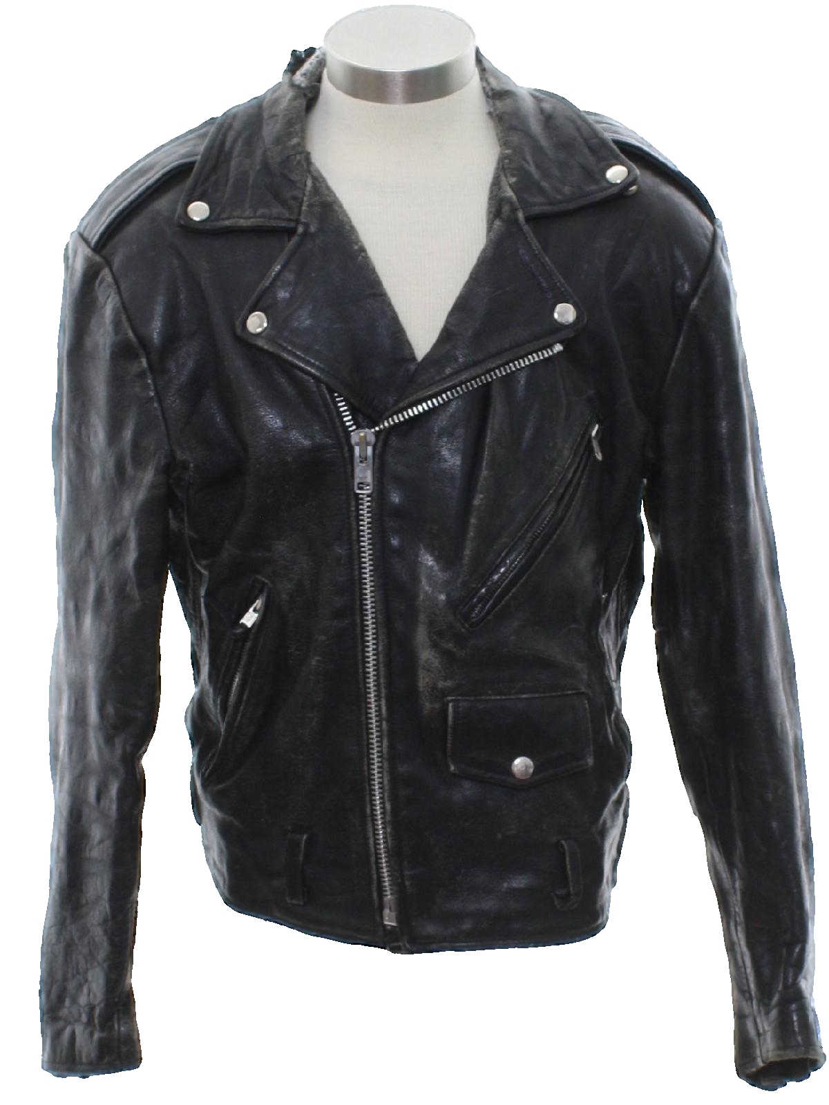 Vintage 80s Leather Jacket: 80s -Wilsons- Unisex black leather zip ...