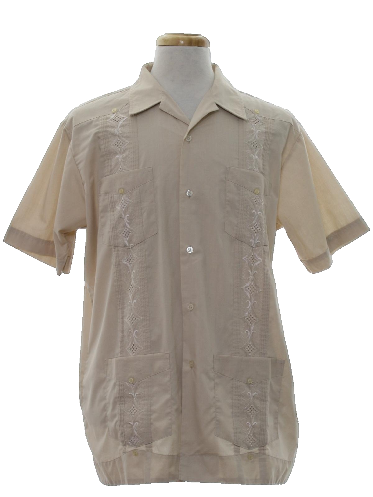 Vintage 1980's Guayabera Shirt: 80s -Blair- Mens tan background ...