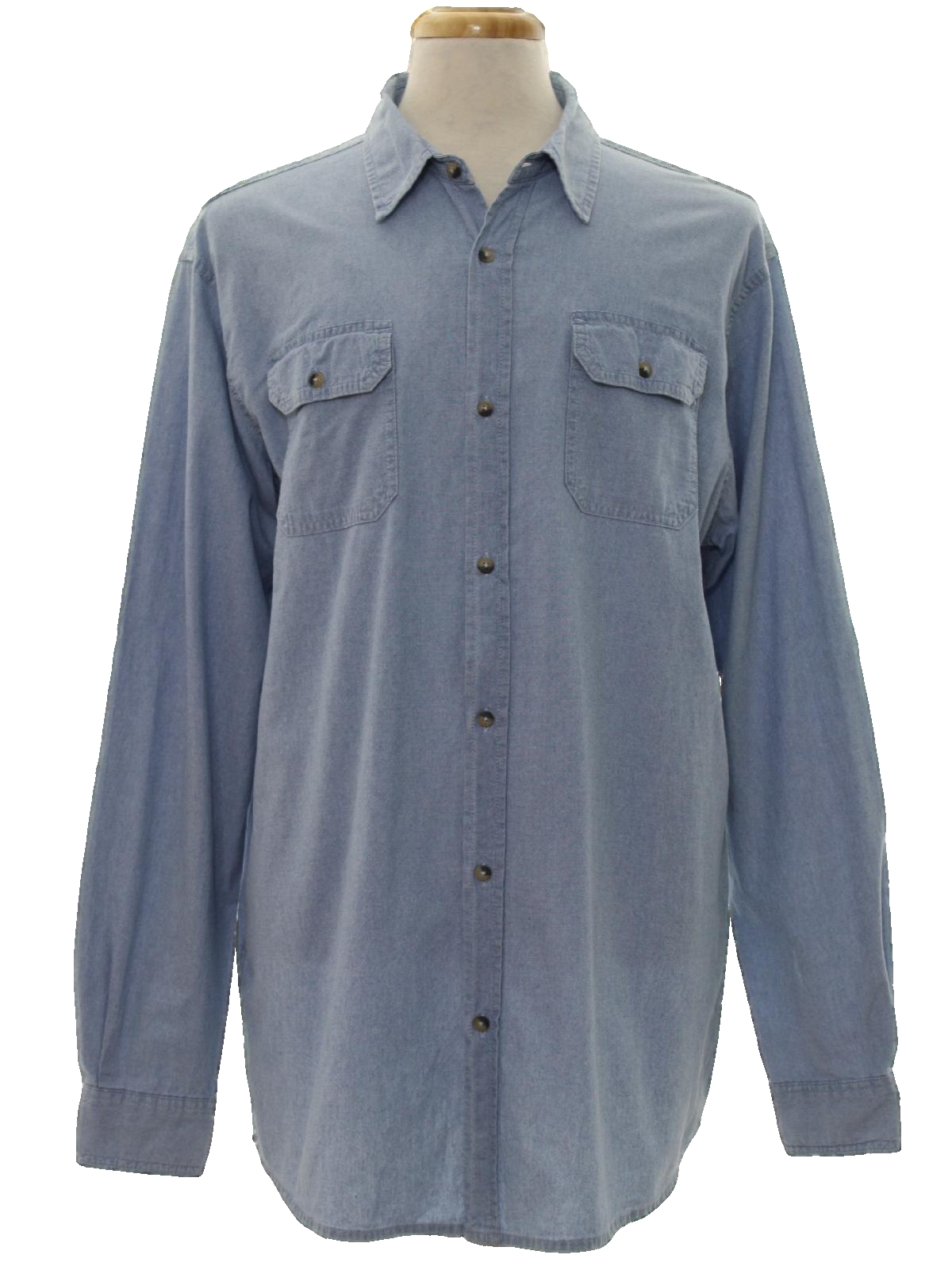 Vintage 1990's Shirt: 90s -Wrangler- Mens dusty blue background cotton ...