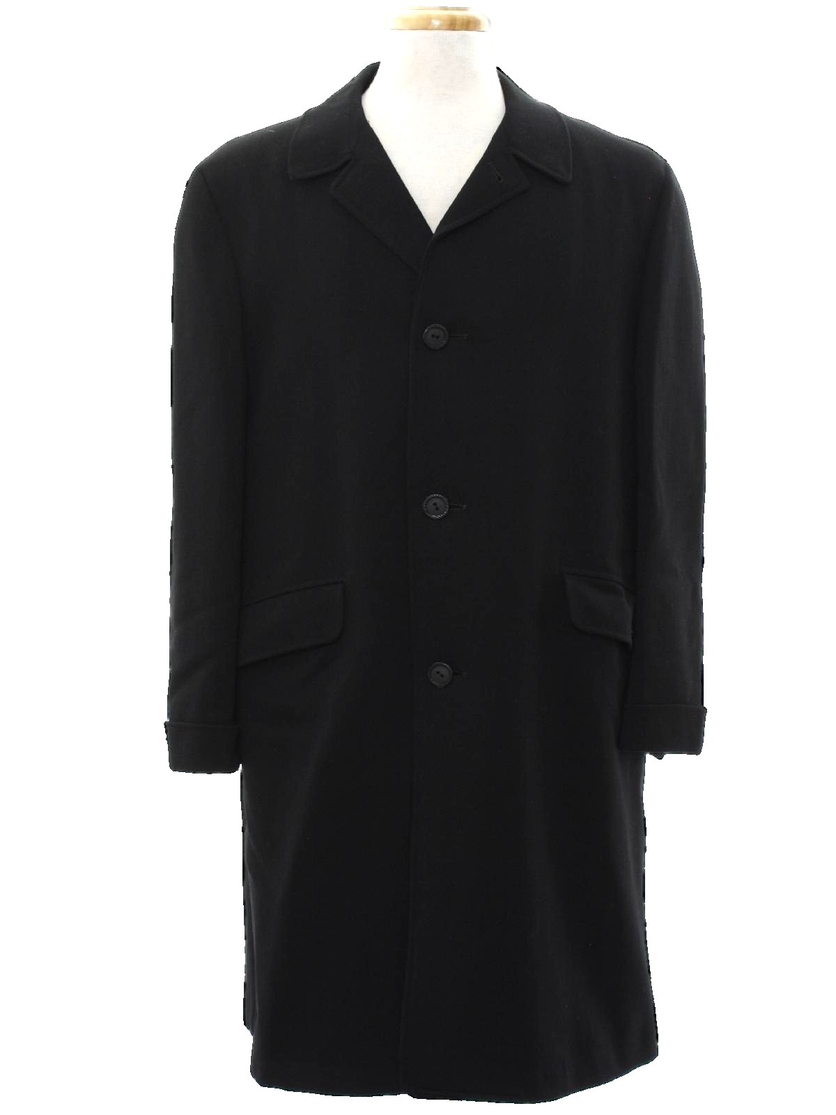 60s Jacket (Gentry): 60s -Gentry- Mens black wool twill mod overcoat ...
