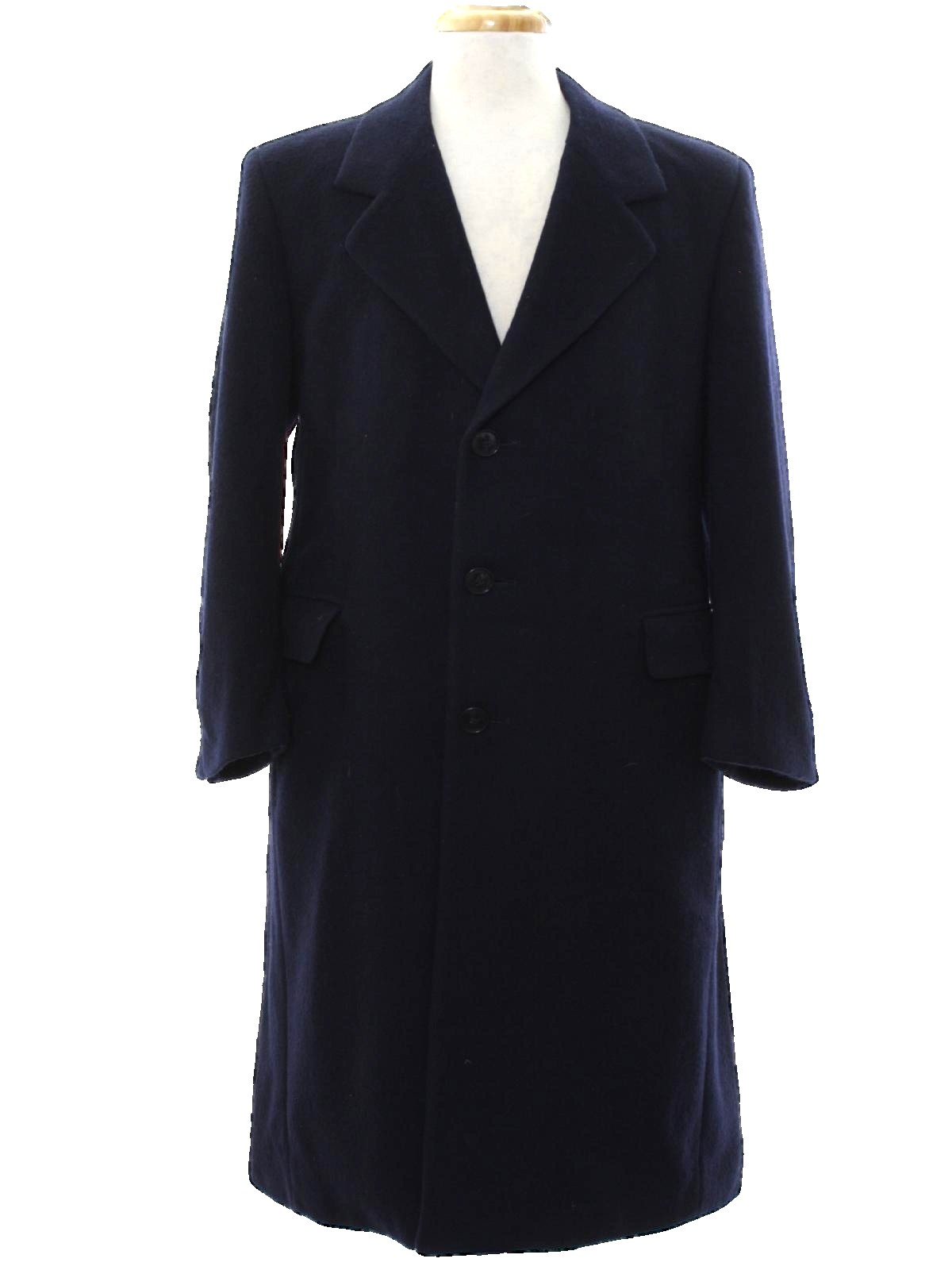 Vintage 1980's Jacket: 80s -Mens navy blue wool acrylic melton cloth ...