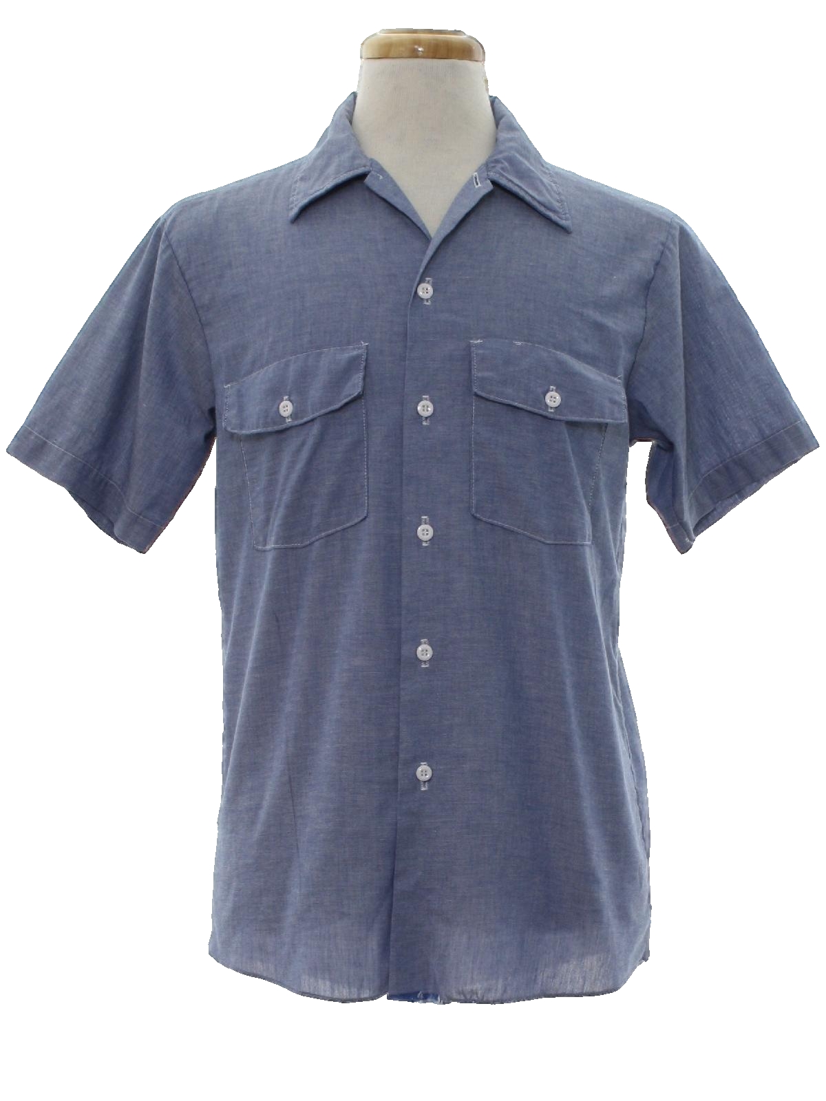 Seventies Dickies Shirt: Late 70s or Early 80s -Dickies- Mens hazy blue ...