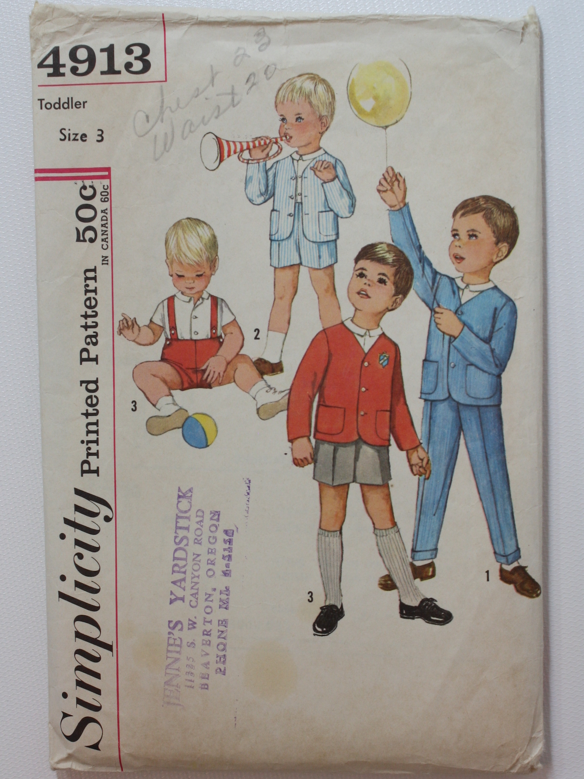 1960's Simplicity Pattern No. 4913 Mens/Childs Pattern