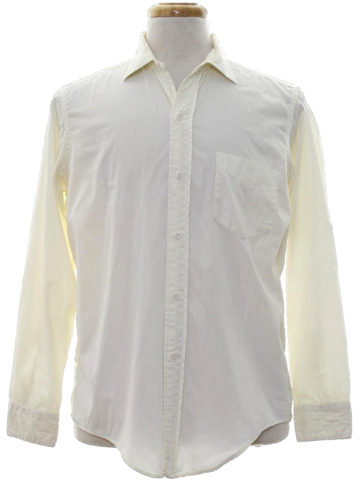 1960s Cranbrook Shirt: 60s -Cranbrook- Mens ivory cotton button cuff ...