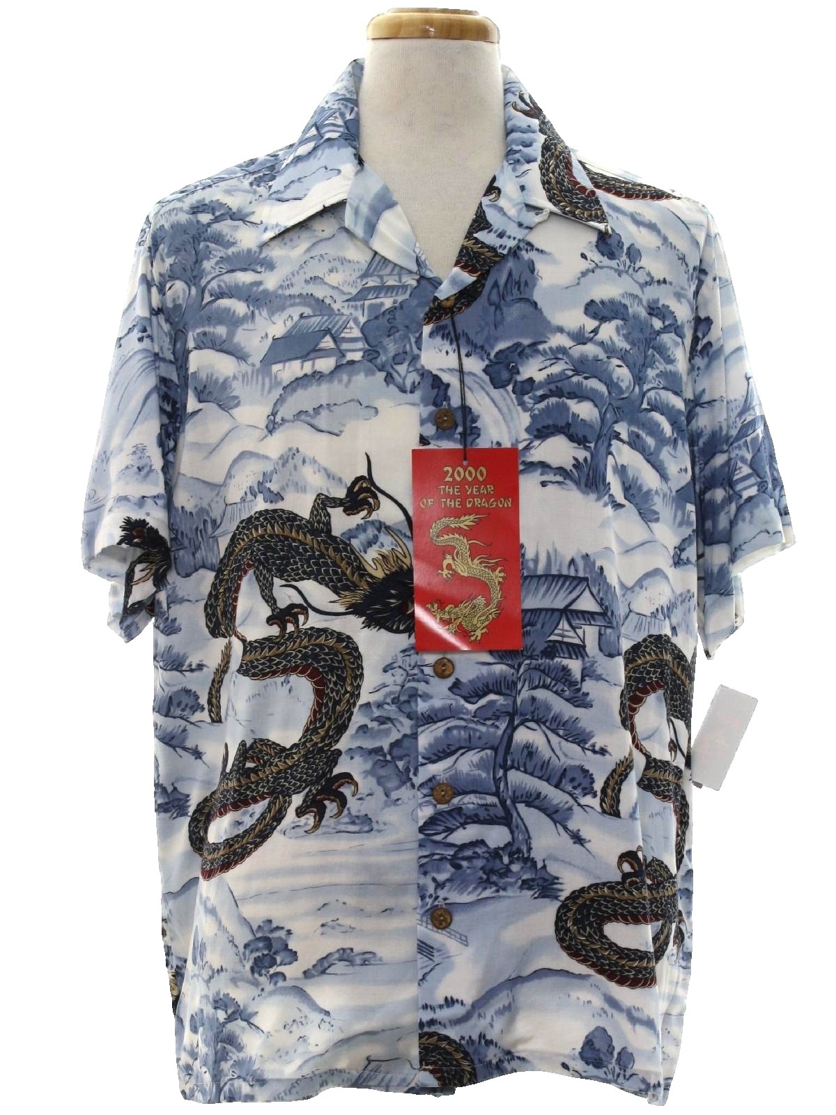 dragon print button up shirt