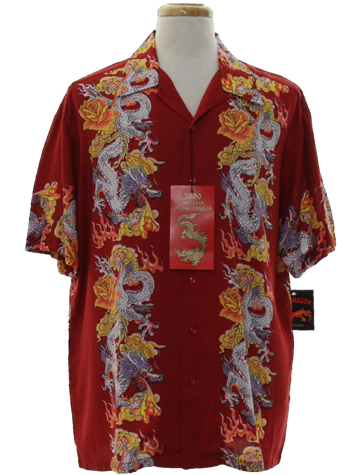 dragon print button up shirt