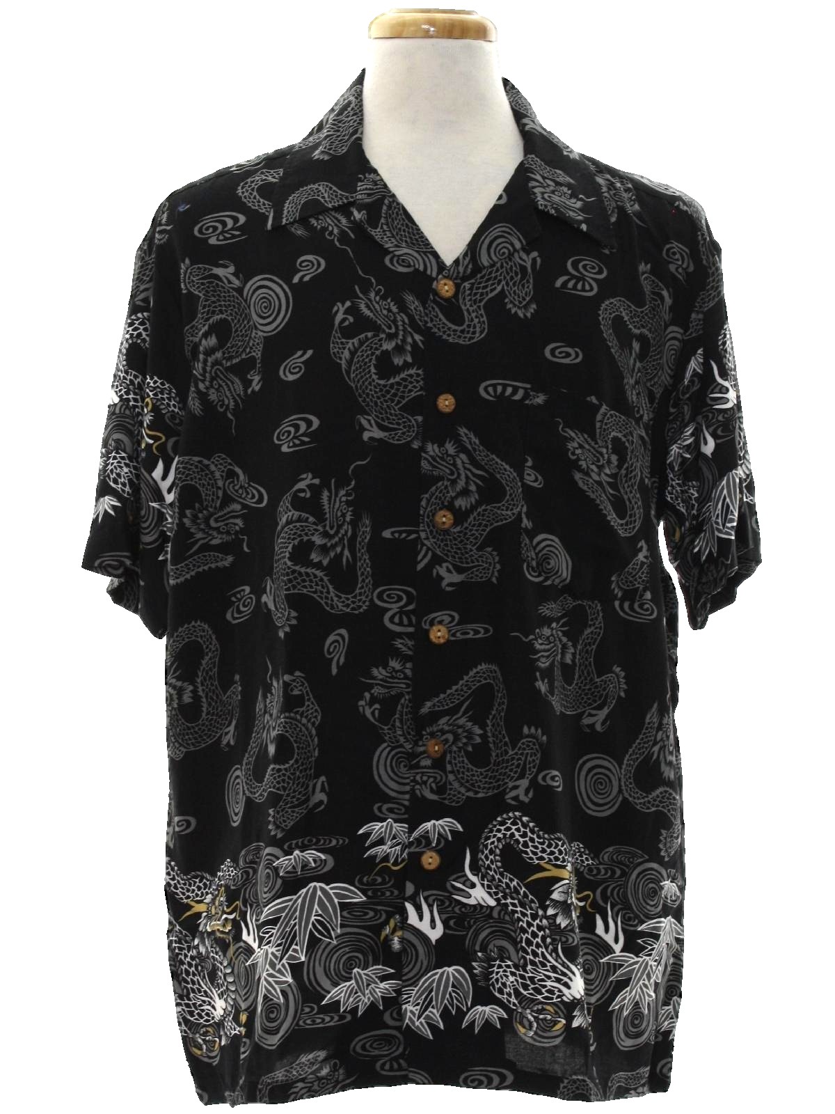 dragon print button up shirt