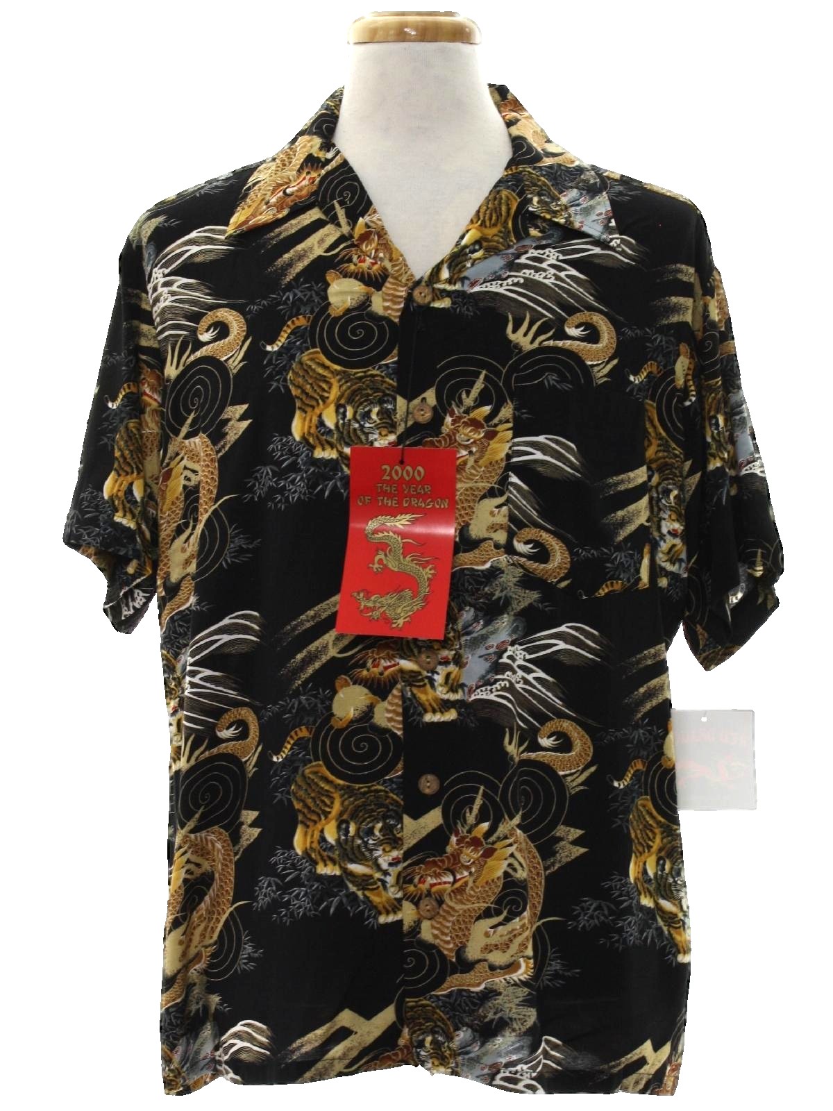 dragon print button up shirt