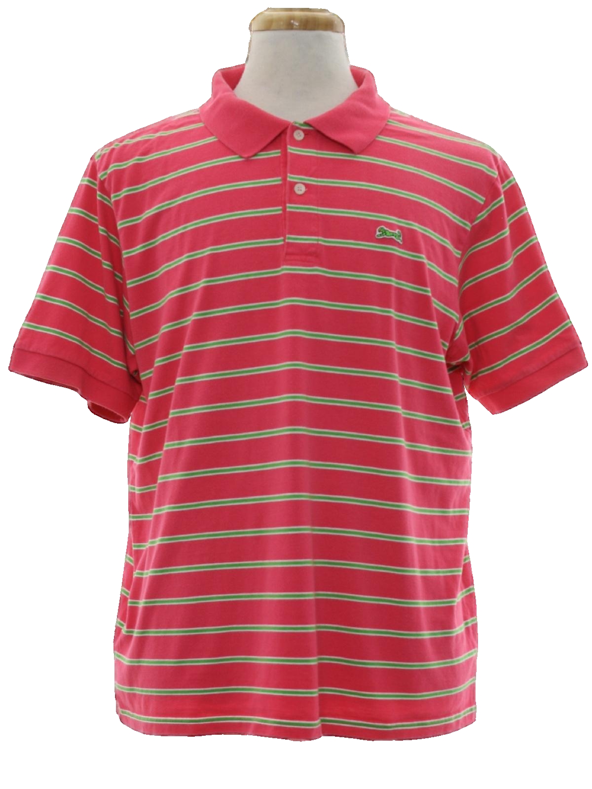 Vintage Le Tigre 80's Shirt: 80s -Le Tigre- Mens bright pink with green ...