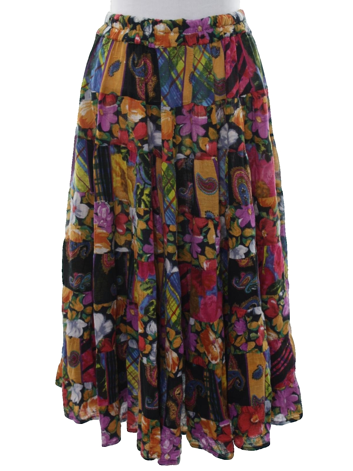 Vintage 1990s Hippie Skirt: 90s -No Label- Womens multi color rayon ...