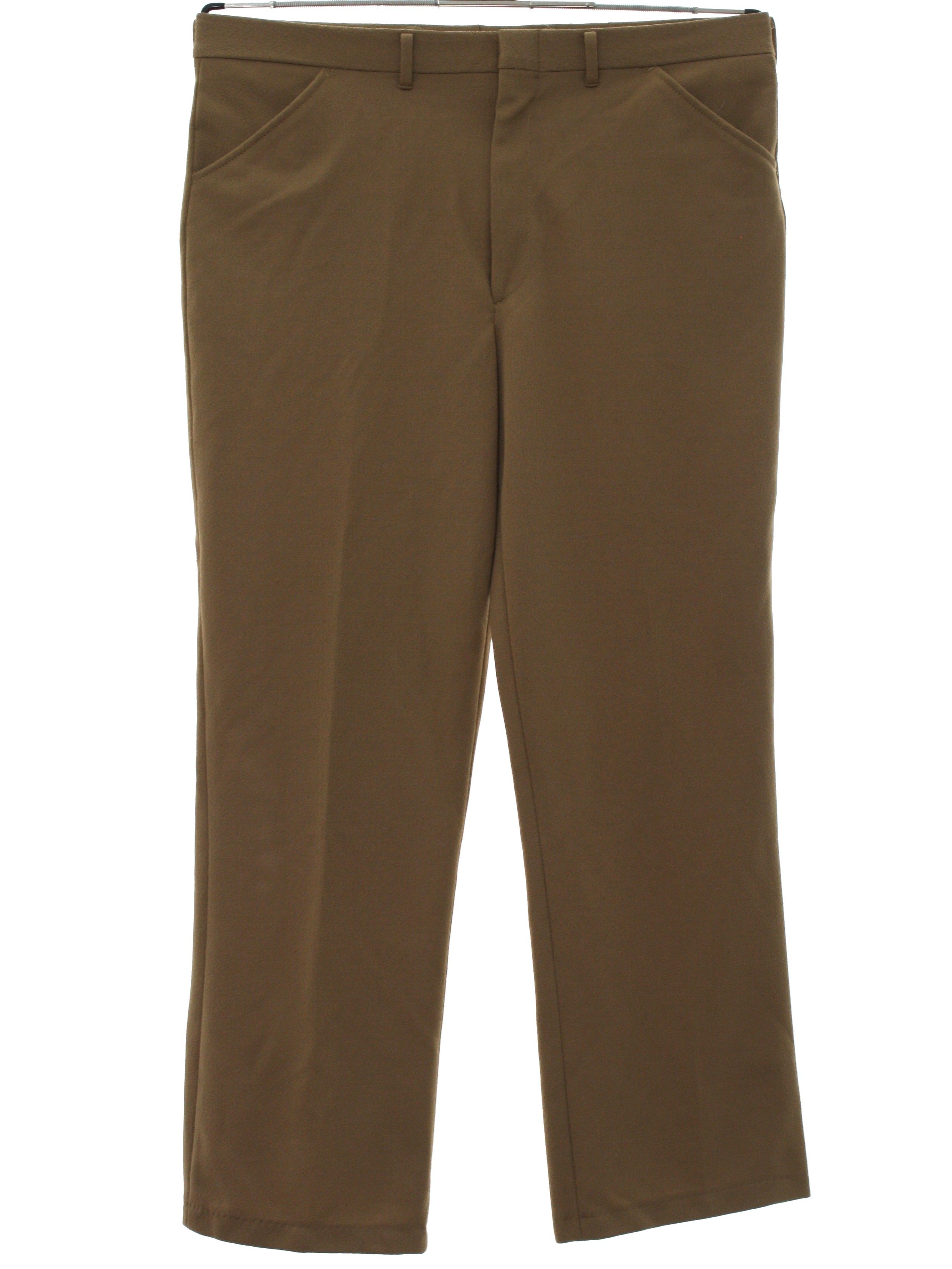 70's Haband Pants: 70s -Haband- Mens taupe solid colored polyester ...
