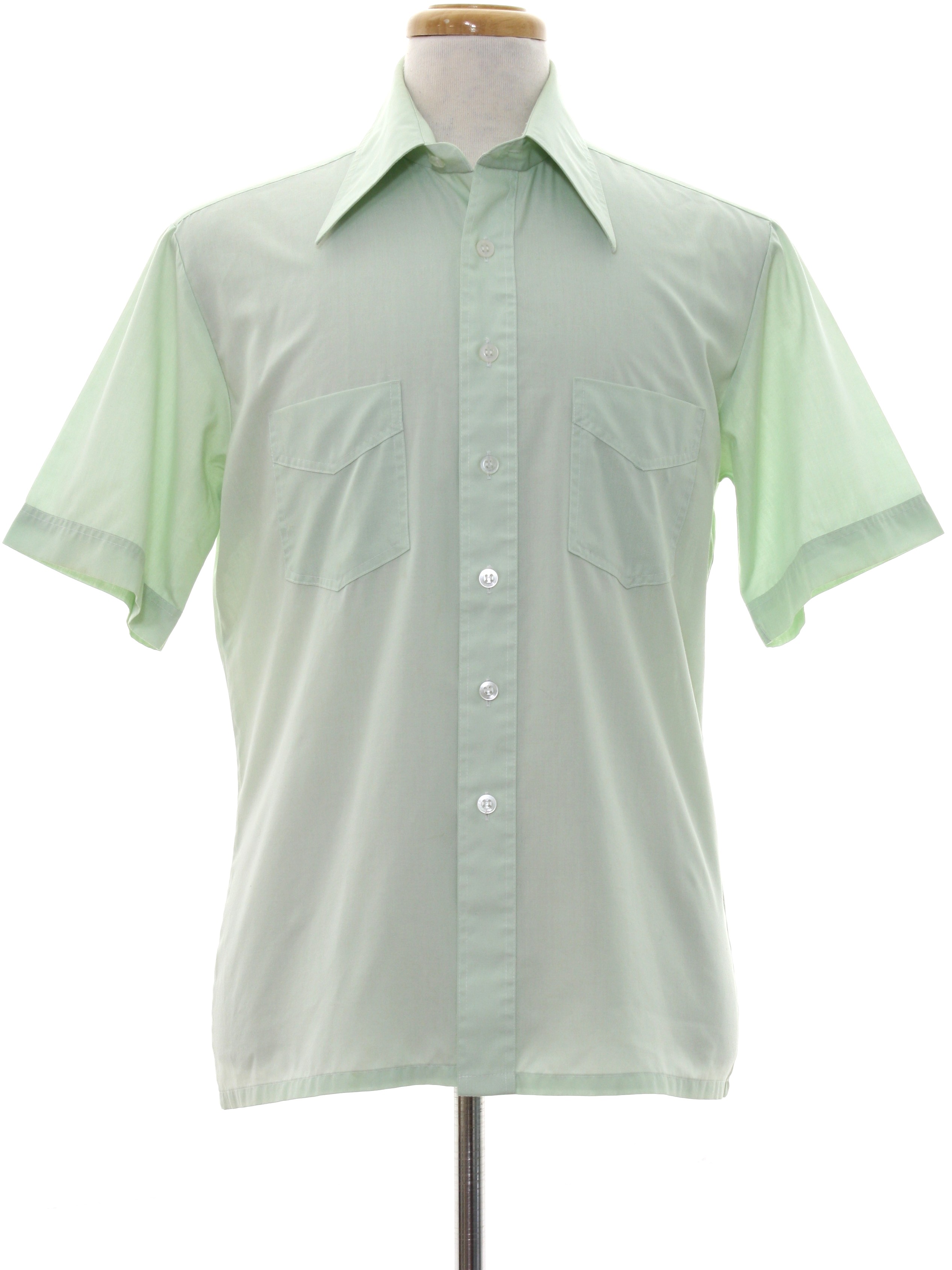 Vintage JC Penny Seventies Shirt: 70s -JC Penny- Mens light mint green ...