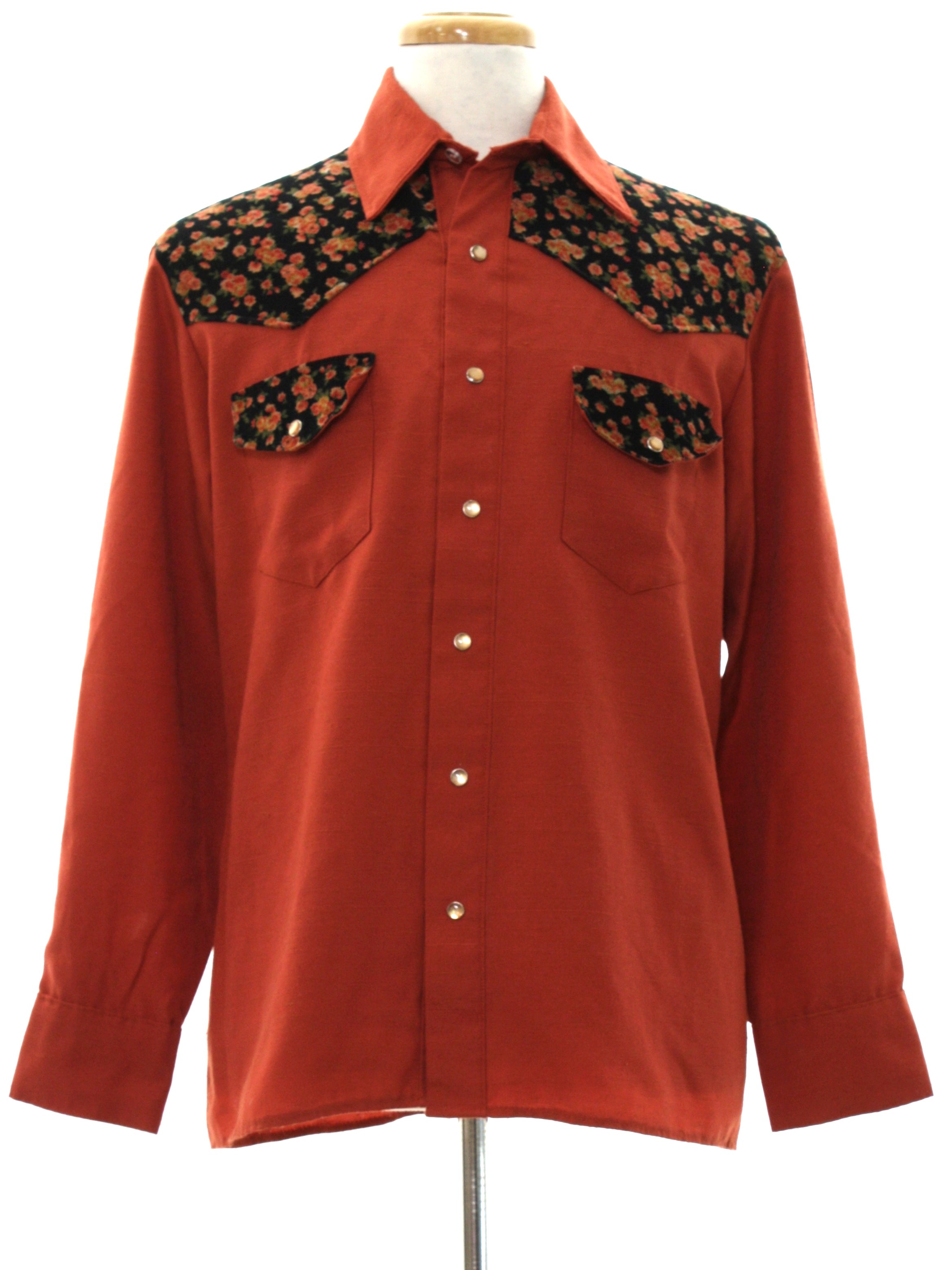 Seventies Home Sewn Western Shirt: 70s -Home Sewn- Mens brick ...
