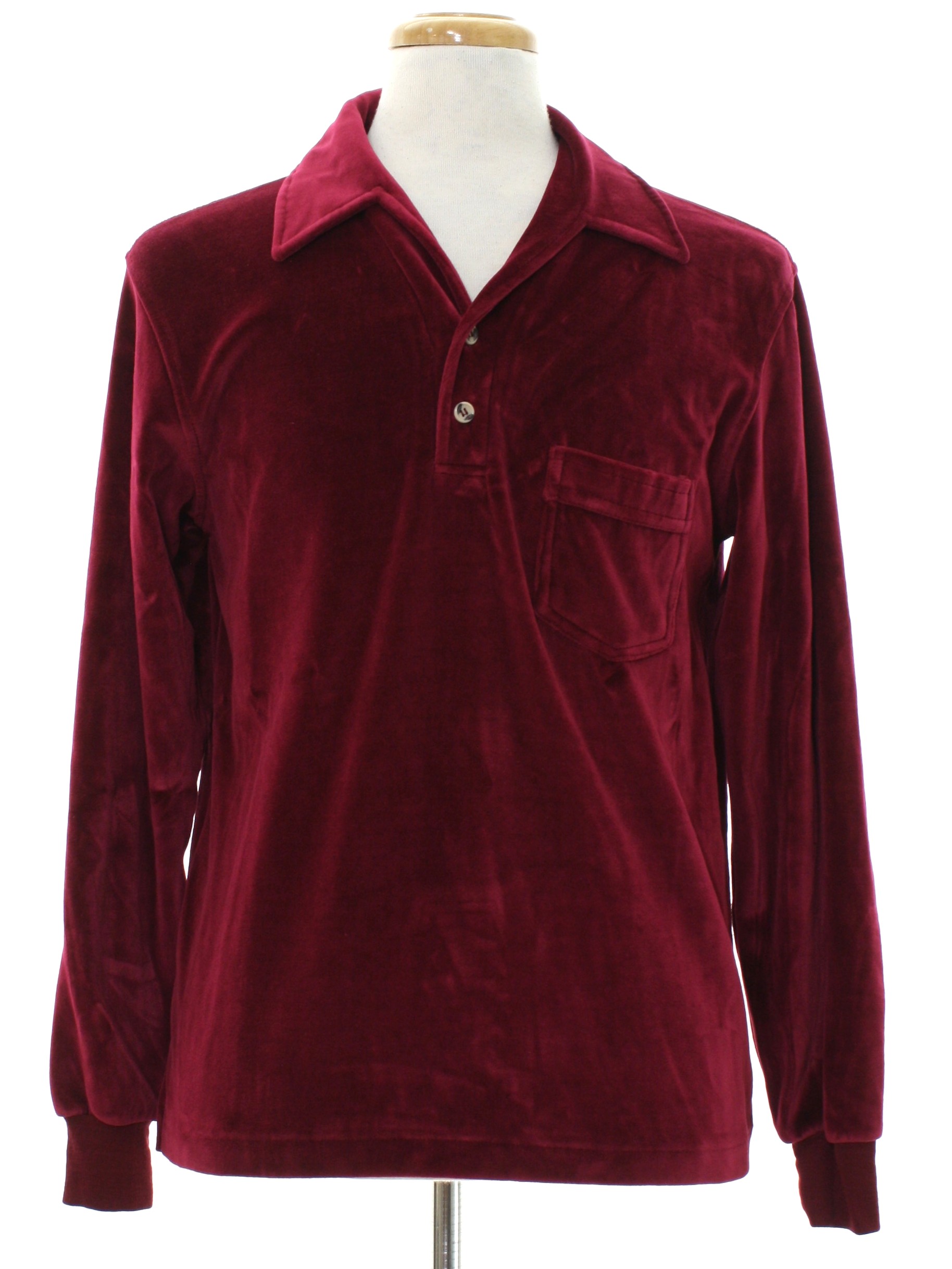 Retro 70s Velour Shirt (Mervyns) : Late 70s -Mervyns- Mens wine red ...