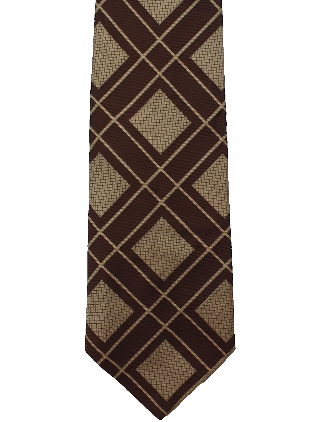 70s Neck Tie (Trevira): 70s -Trevira- Mens brown background with beige ...