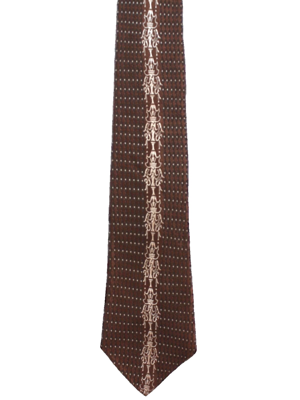 1950s Neck Tie: Late 50s -No Label- Mens dark brown background with ...