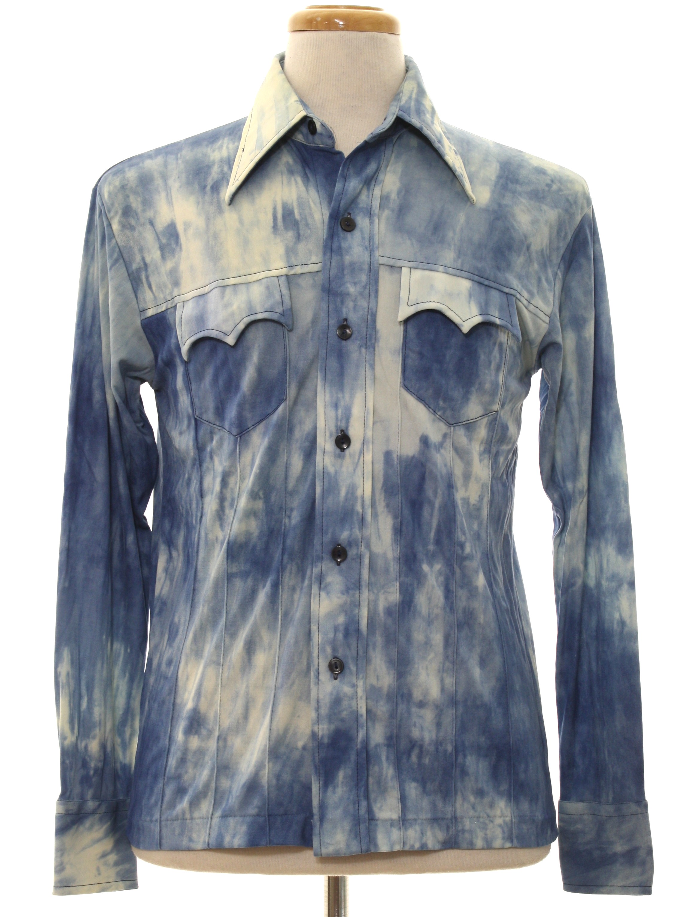 Retro 1970's Western Shirt (K) : 70s -K-Mart- Mens tie-dye shades of ...