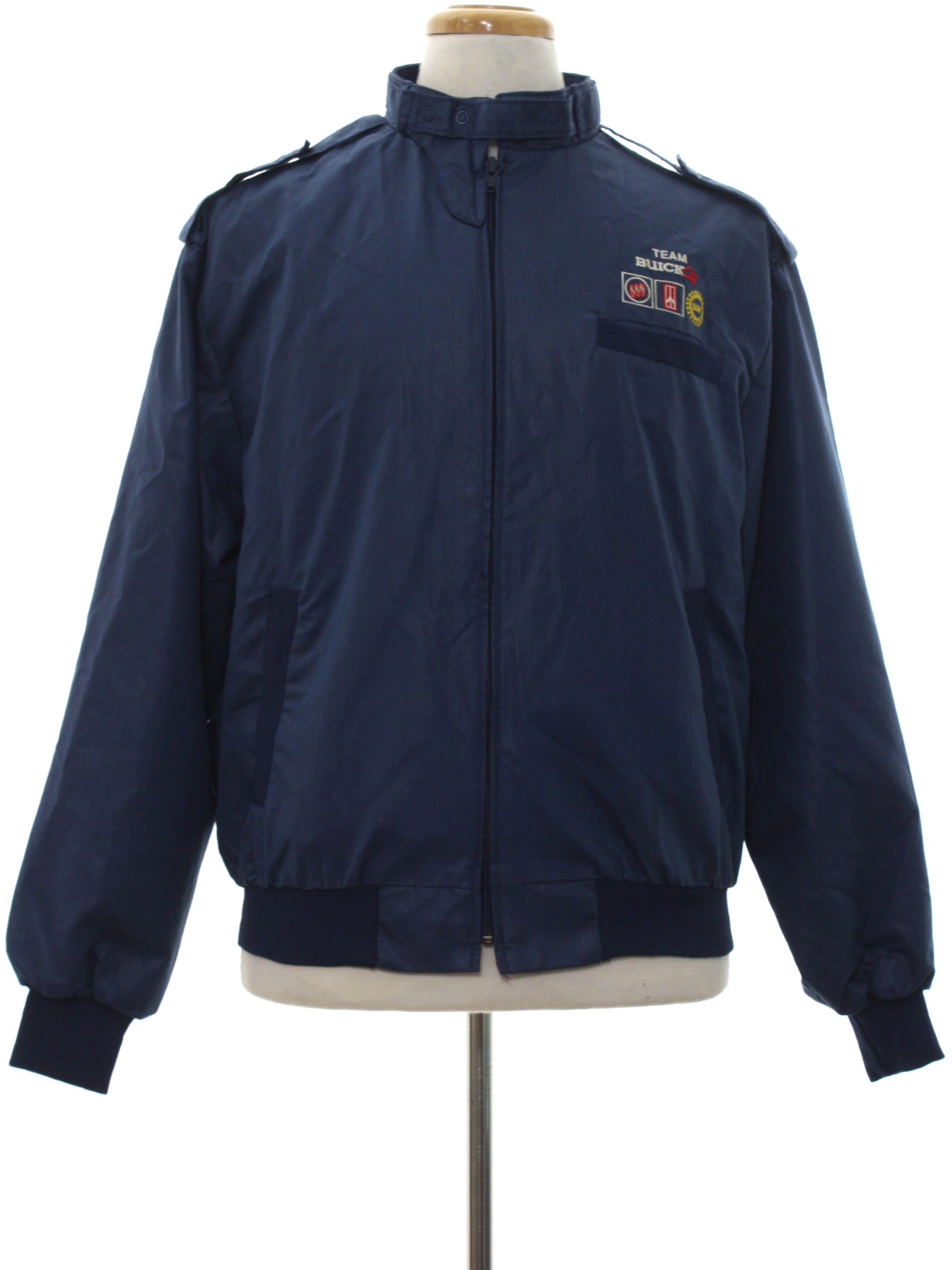 Retro 1980s Jacket: 80s -Pro Fit- Mens navy blue background polyester ...