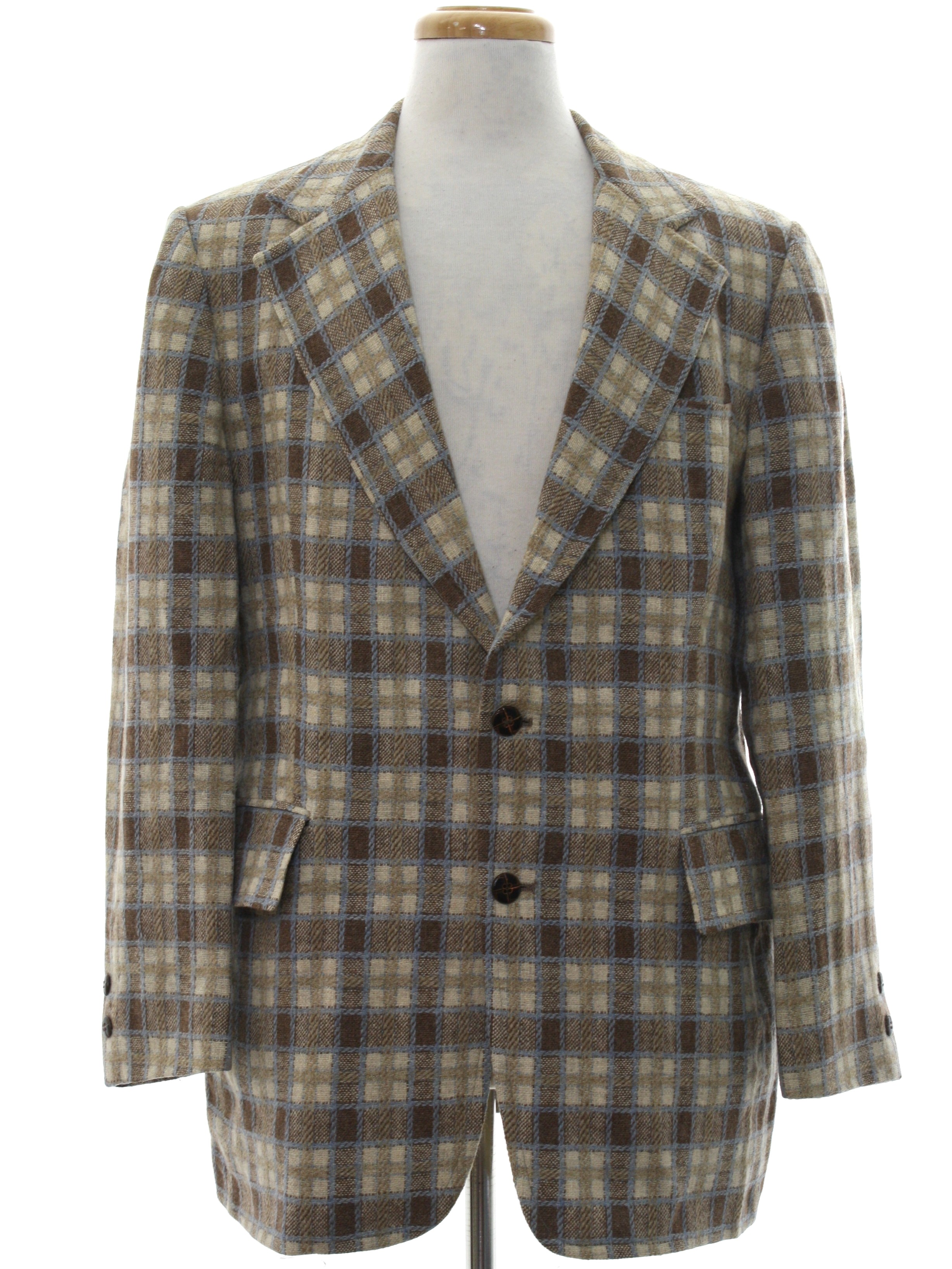 1970's Retro Jacket: 70s -Club Clothes- Mens cream background wool ...