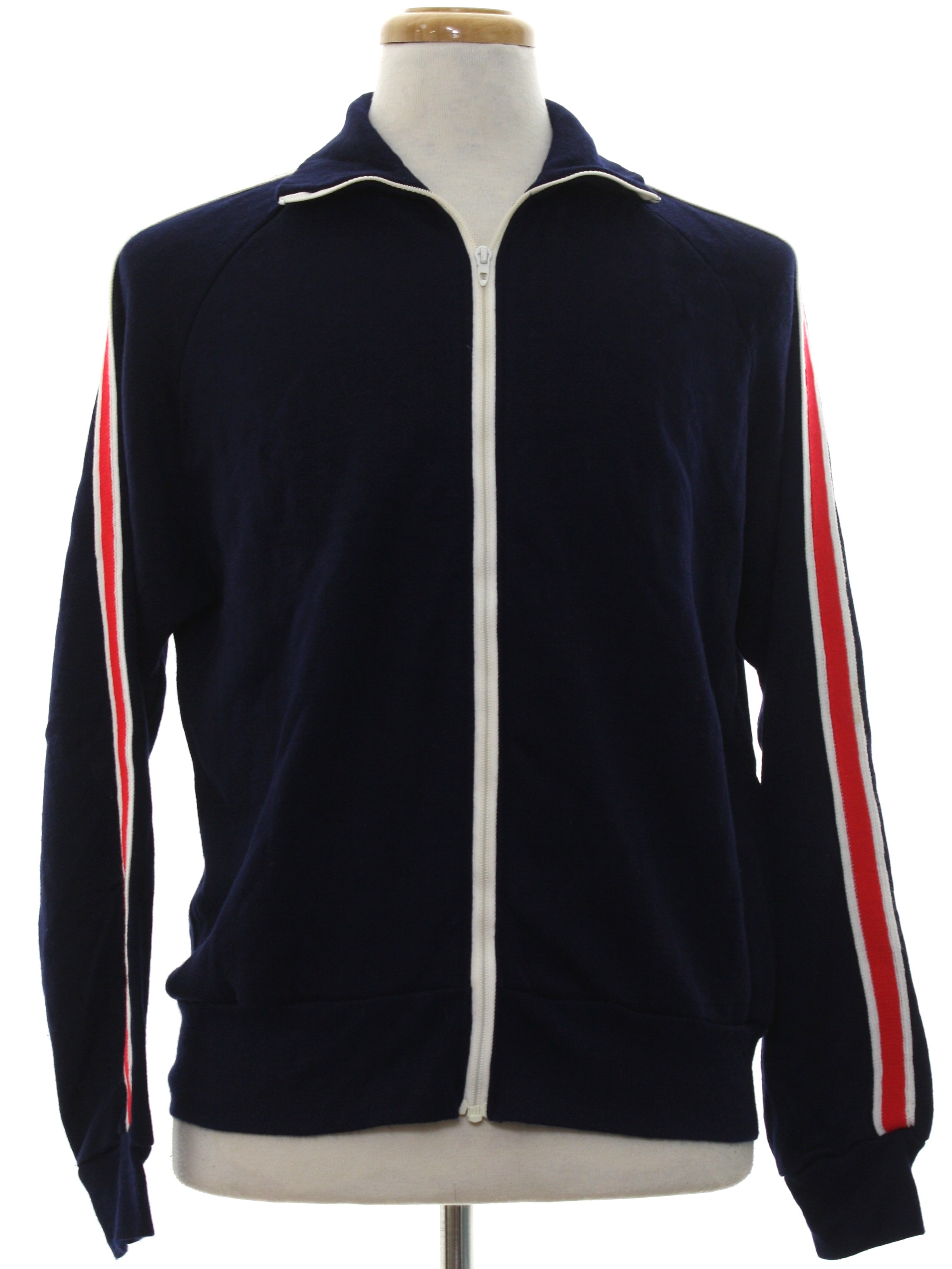 Retro 80's Jacket: 80s -Unreadable Label- Mens midnight blue, white and ...