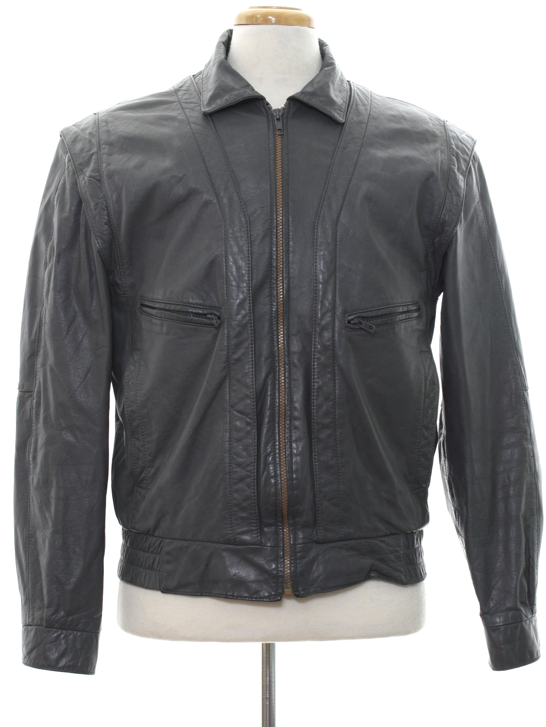 Bermans 80 S Vintage Leather Jacket 80s Mens Grey Leather Jacket 80s Bermans Mens