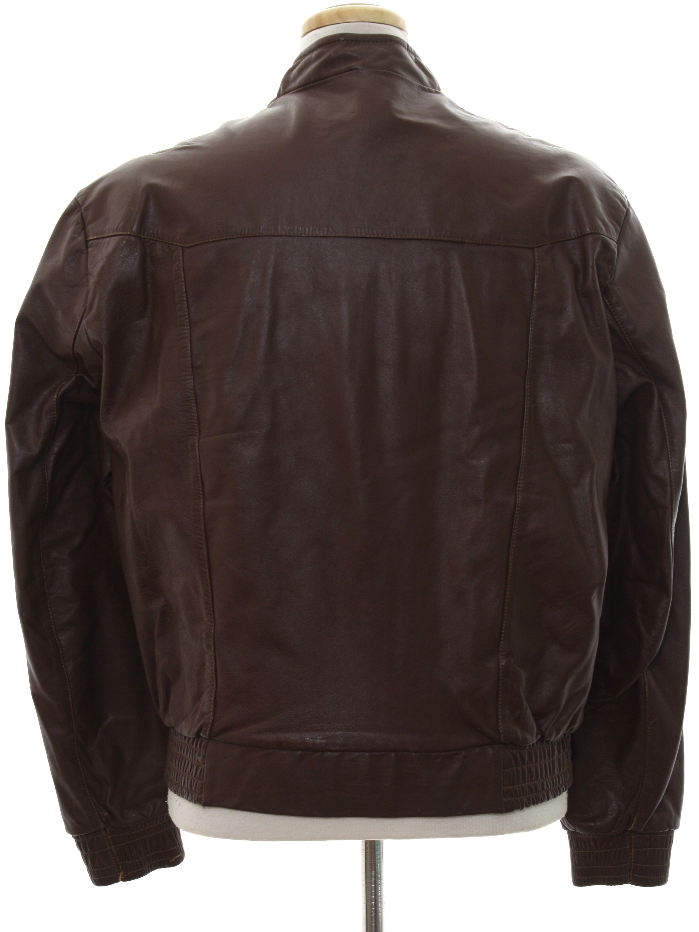 1980's Retro Leather Jacket: 80s -Made in Mexico- Mens dark