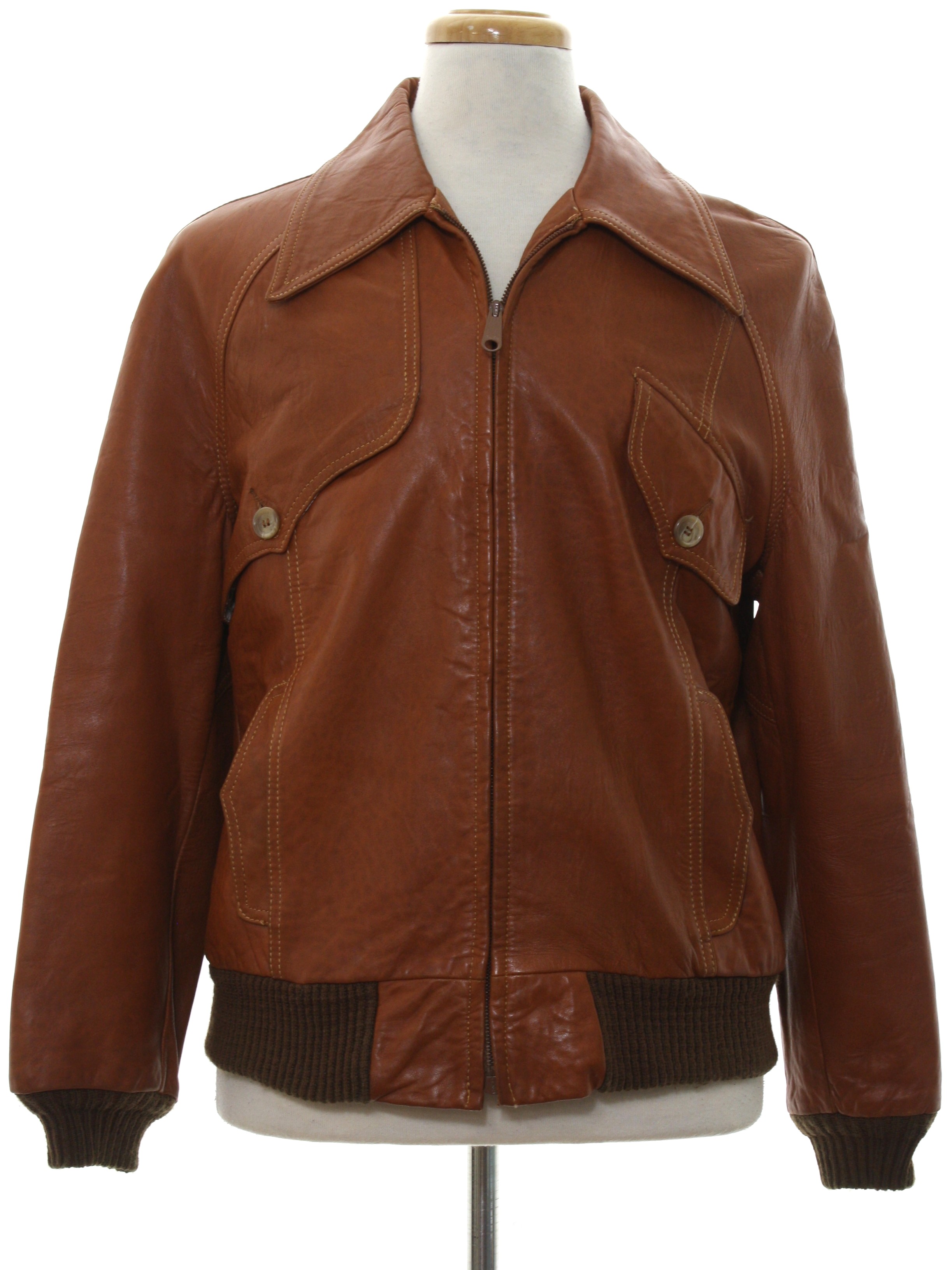 Retro Seventies Leather Jacket: 70s -Silton- Mens light brown soft ...