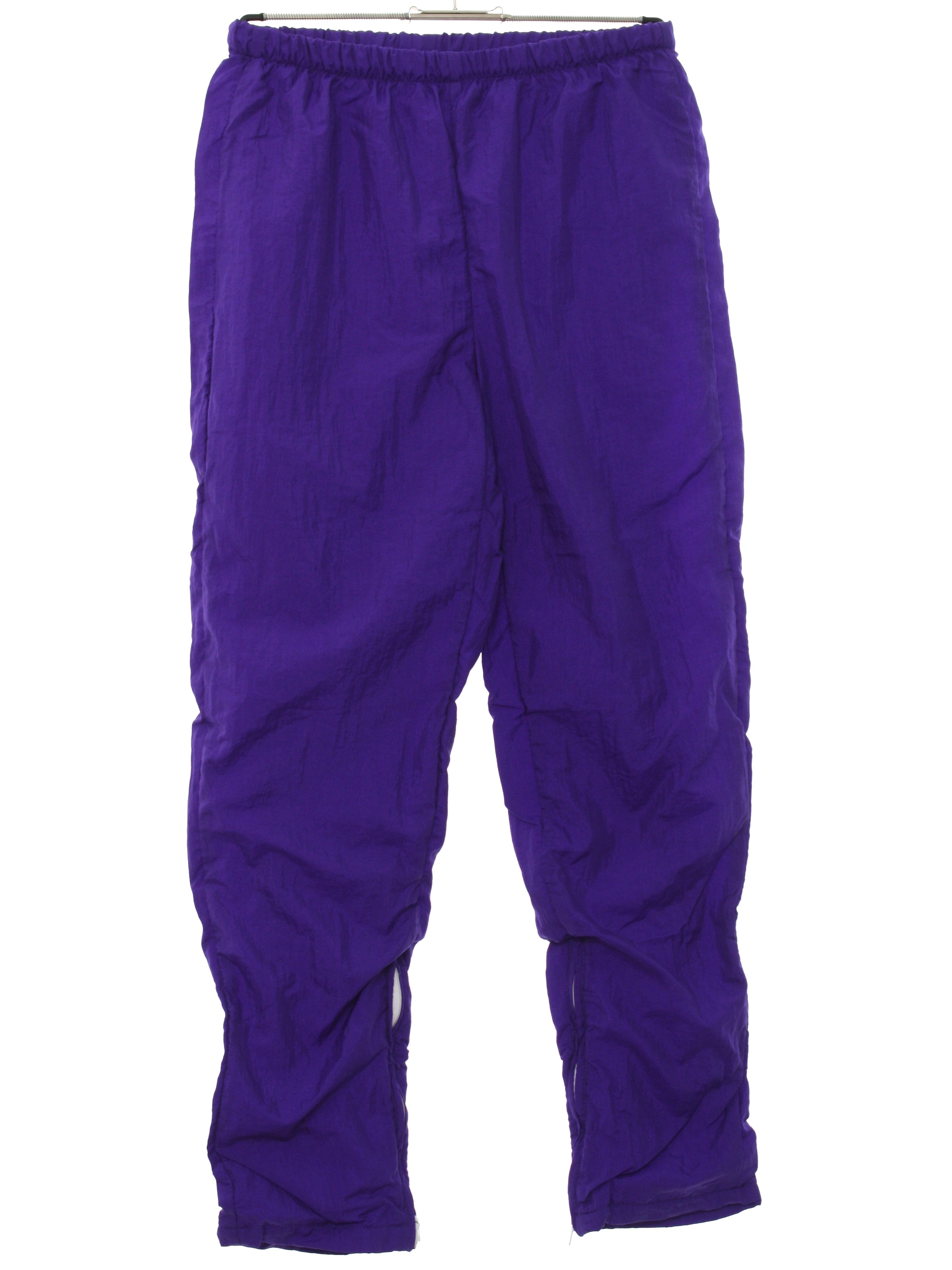 Vintage 1980's Pants: 80s -Varsity- Mens shiny dark purple background ...