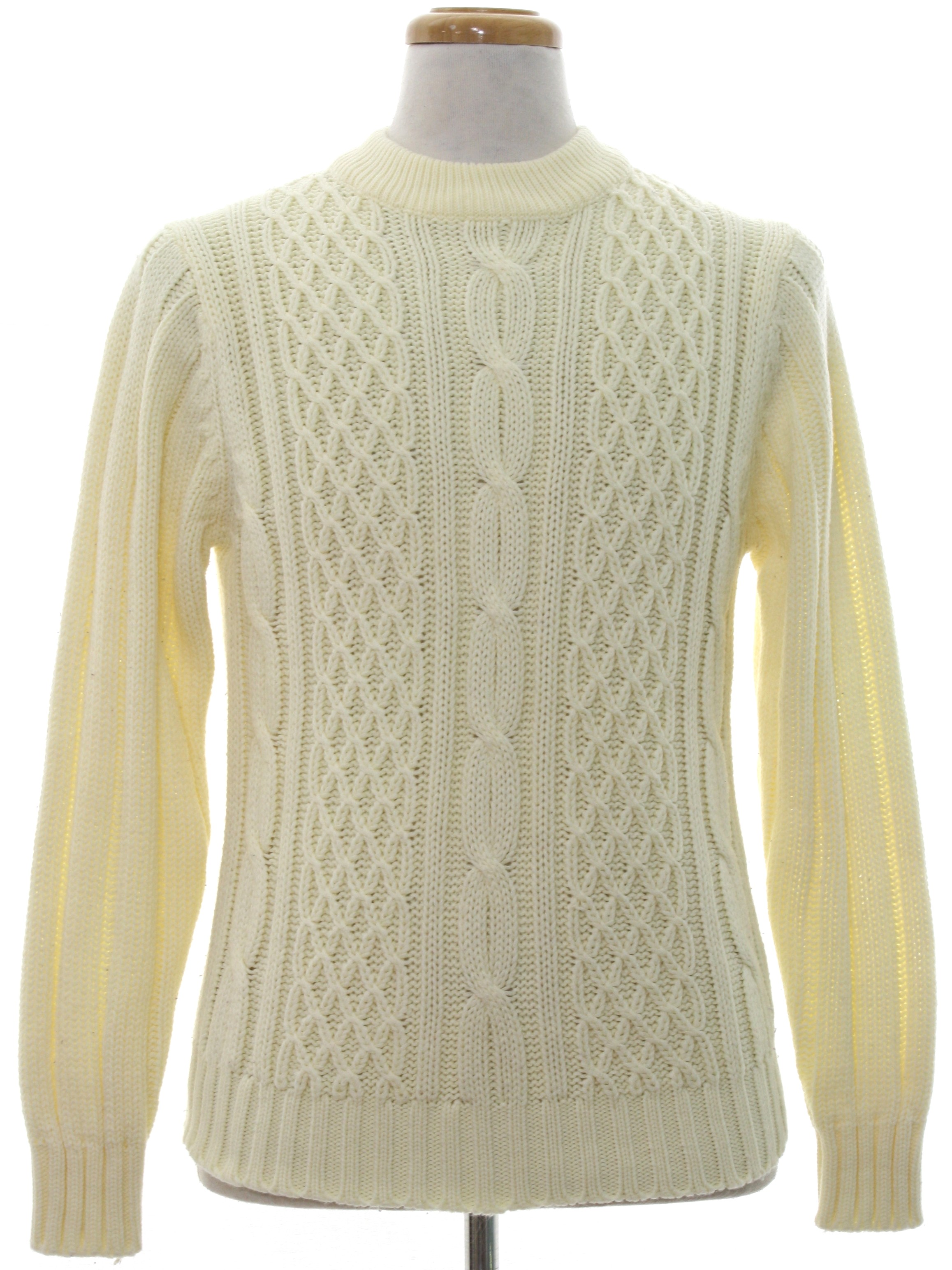 Supreme 70's Vintage Sweater: 70s -Supreme- Mens winter white cable ...