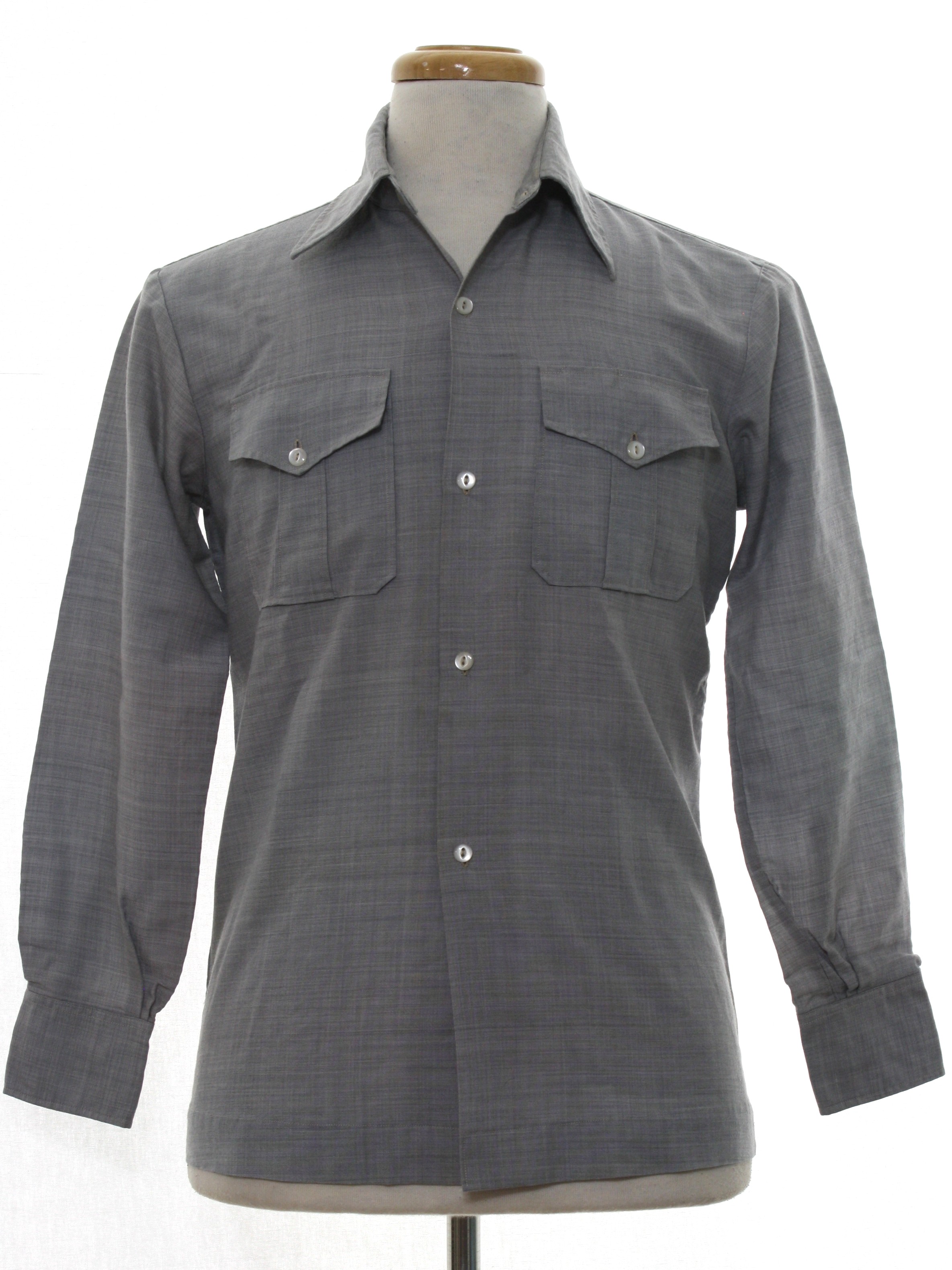 Fifties Vintage Gabardine Shirt: 50s -Hiep Chank- Mens hazy grey ...