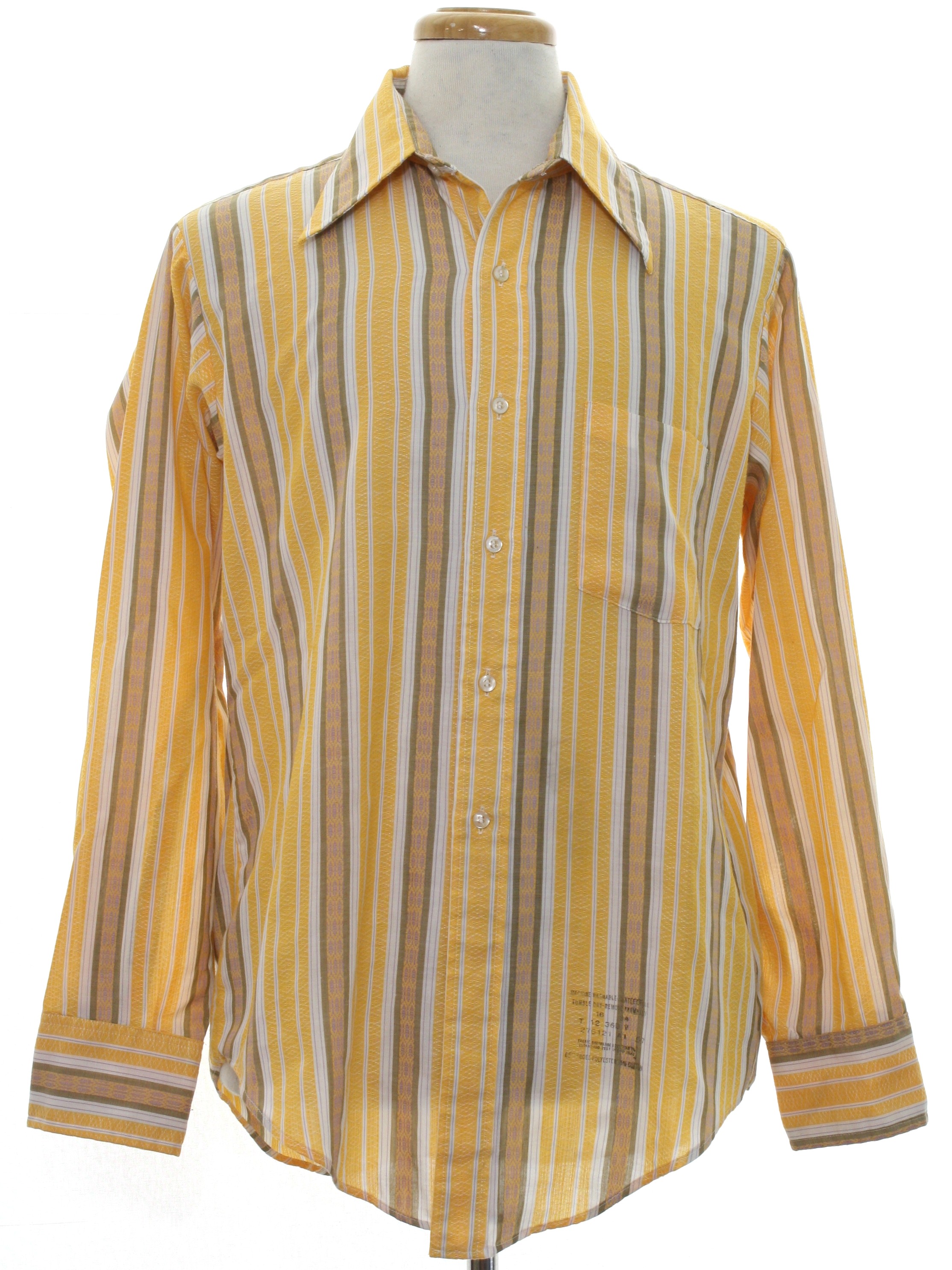 Retro 70's Shirt: 70s -417 Van Heusen- Mens goldenrod yellow background ...