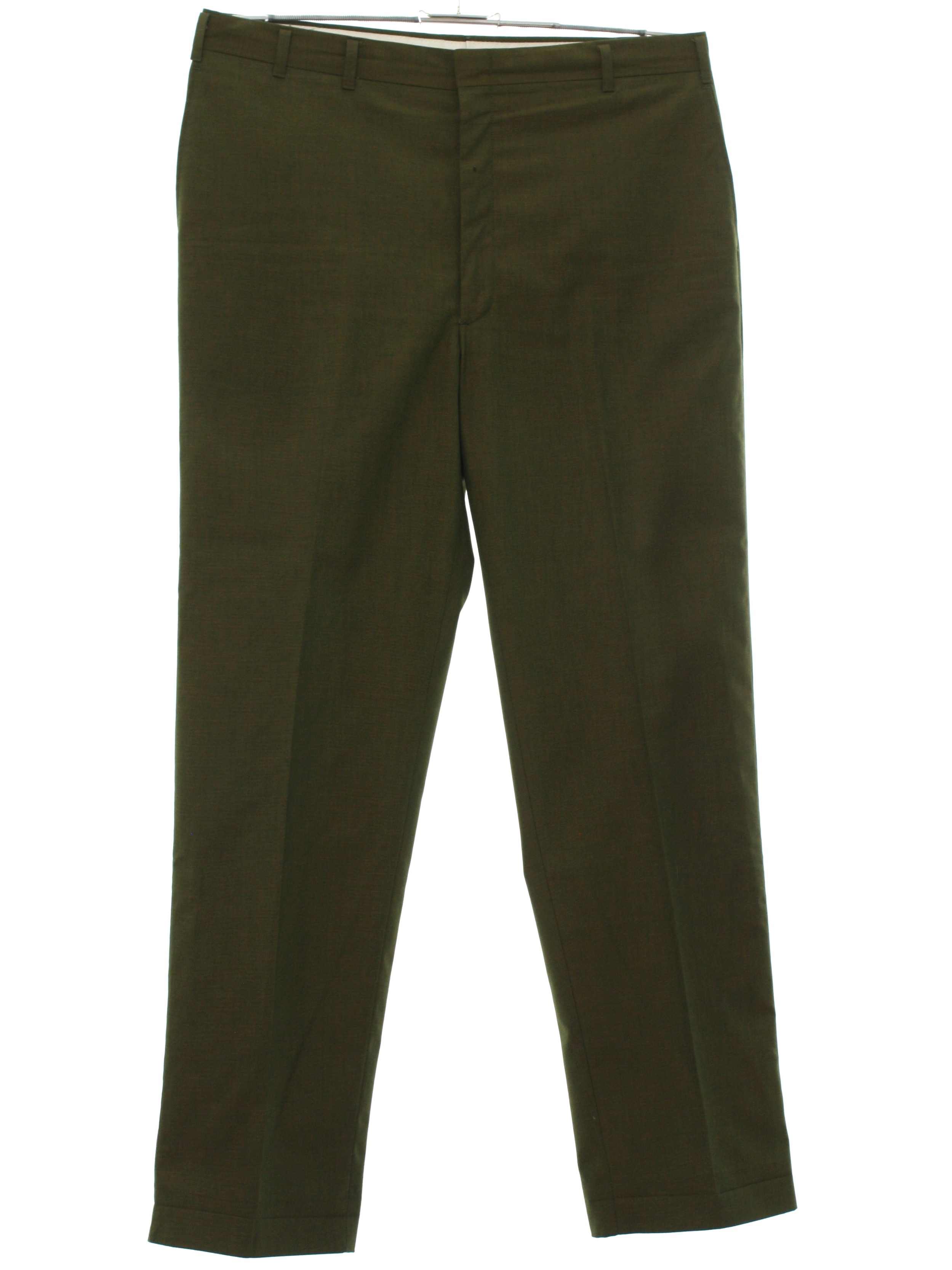 Vintage Farah 1960s Pants: Late 60s -Farah- Mens dark green solid ...