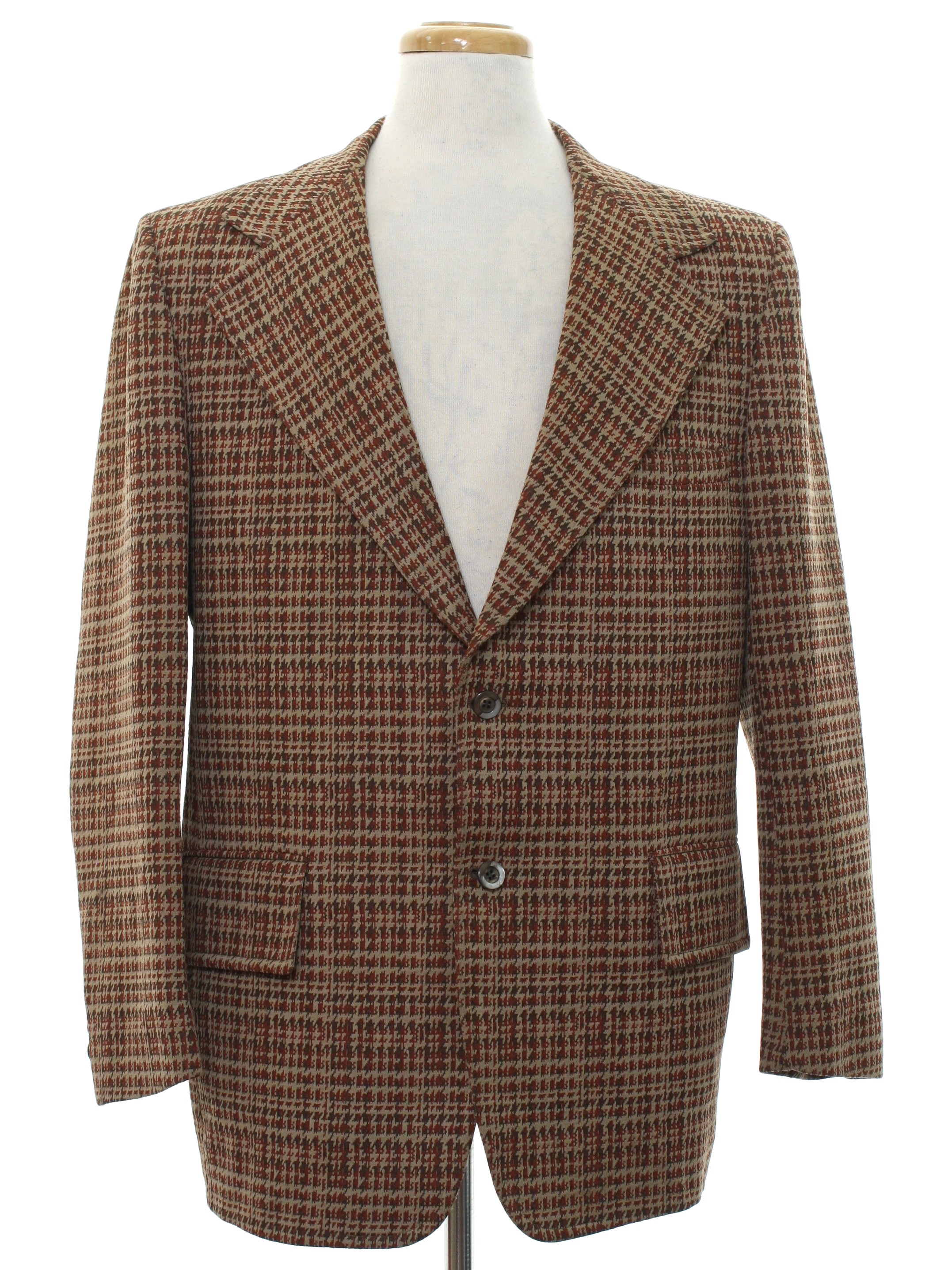 Vintage 70s Jacket: 70s -Towncraft- Mens tan background polyester ...