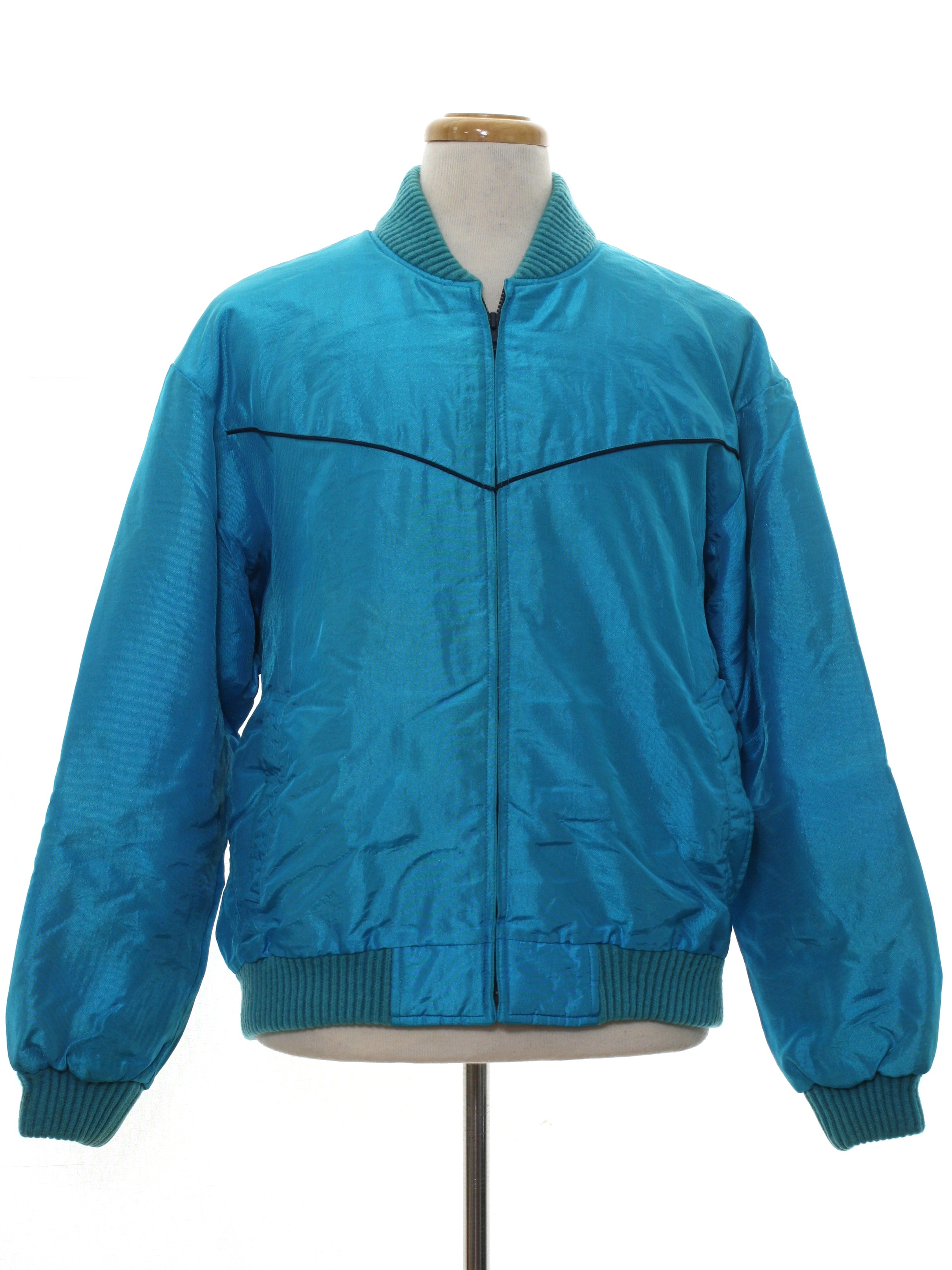 Vintage 1980's Jacket: 80s -Comfy Casuals- Mens bright aqua blue ...