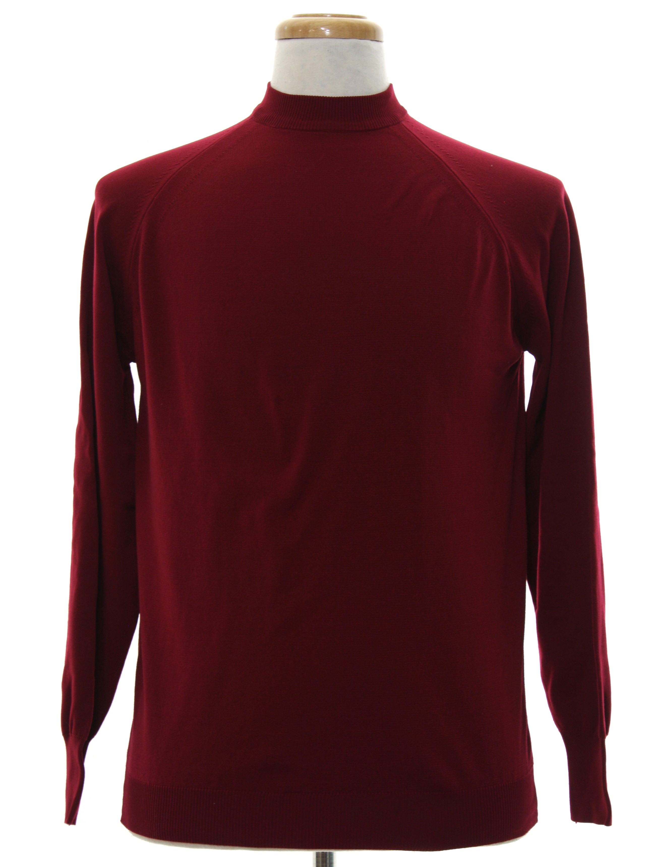 1960's Retro Knit Shirt: 60s -Rando- Mens wine background ban-lon nylon ...