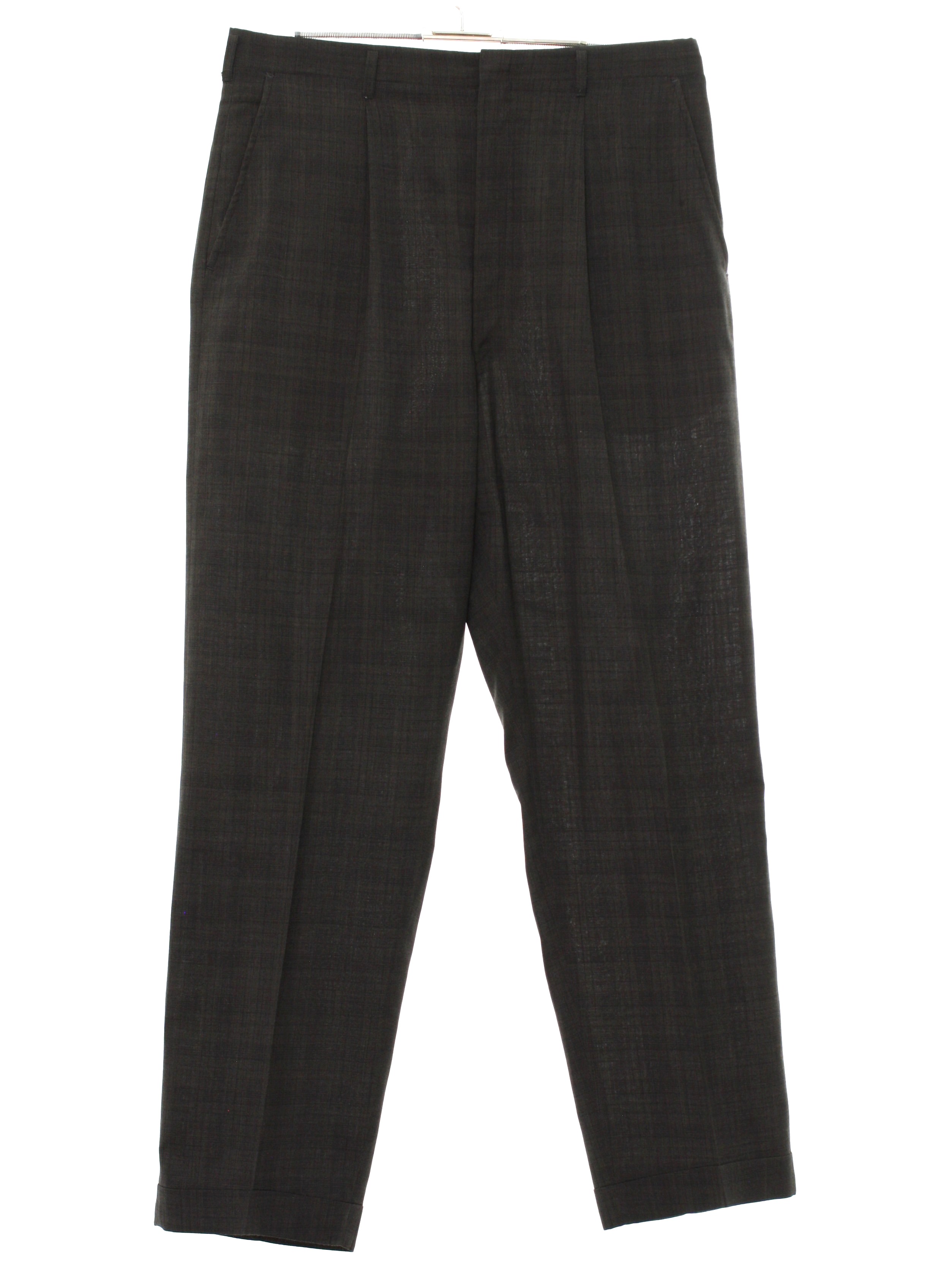 1950's Retro Pants: 50s -Missing Label- Mens dark brown with subtle ...