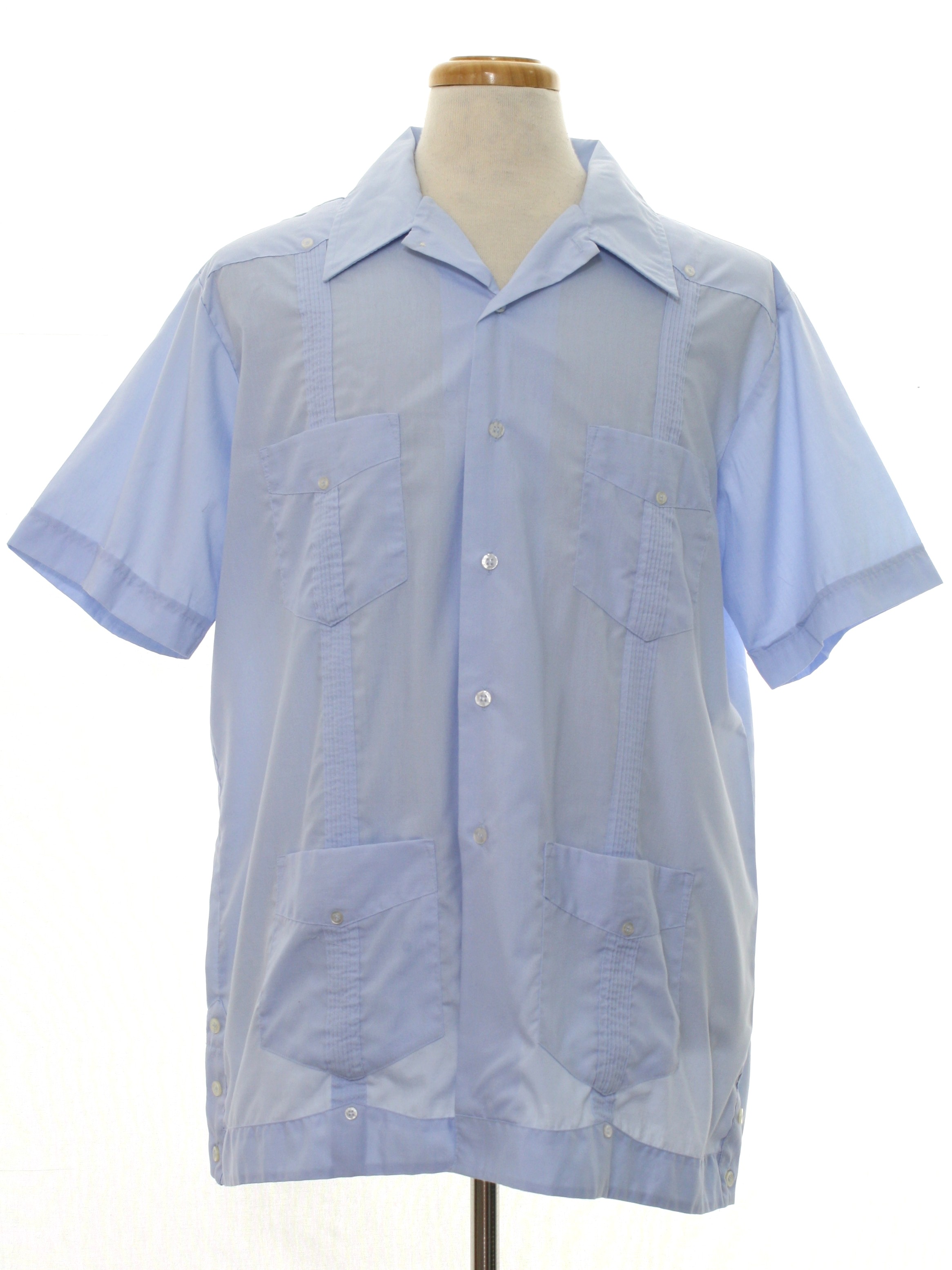 Retro 80's Guayabera Shirt: 80s -Guayabera- Mens light blue background ...