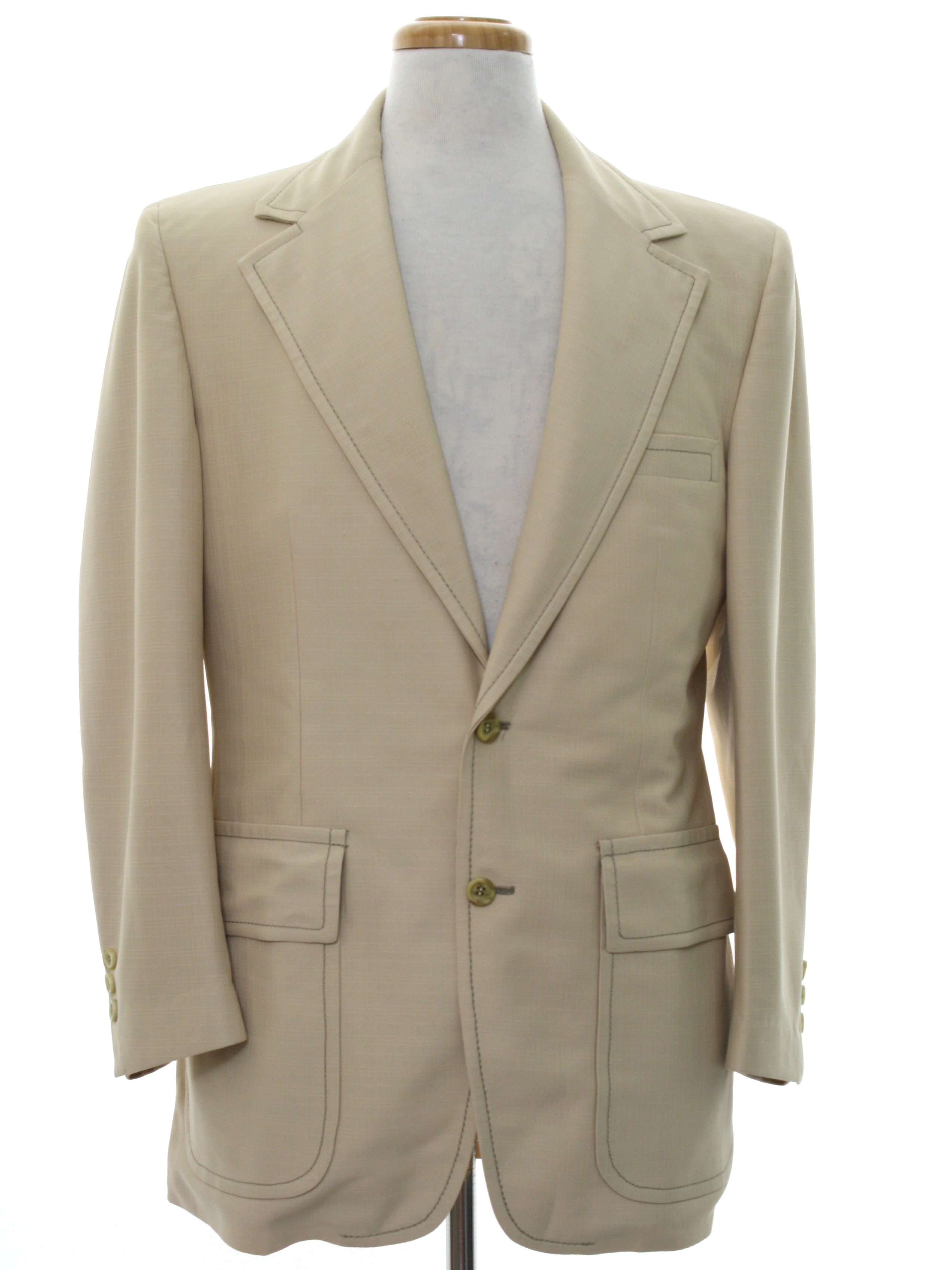 Merit Seventies Vintage Jacket: 70s -Merit- Mens beige polyester disco ...