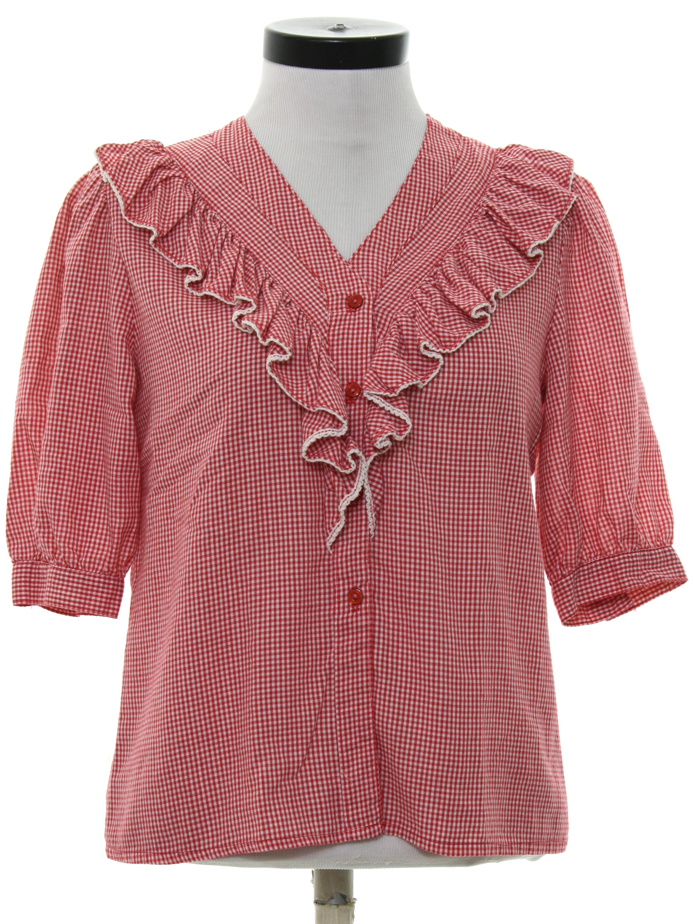 1970's Shirt (Collars and Cuffs): 70s -Collars and Cuffs- Womens red ...