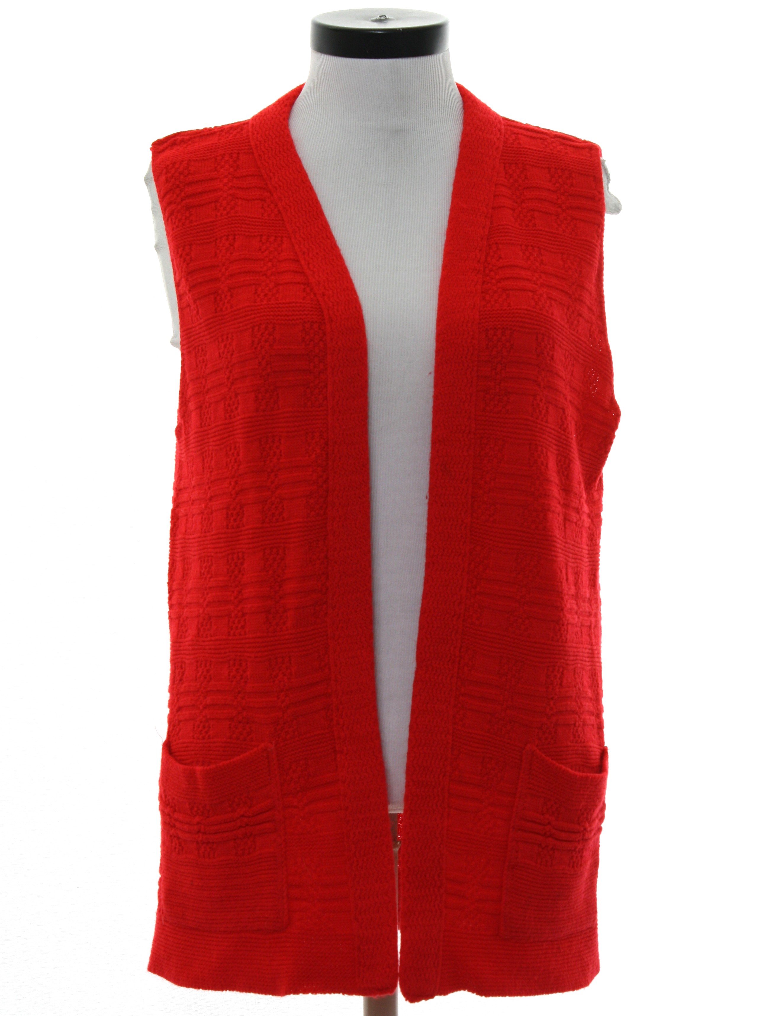 Red sweater vest for ladies pants