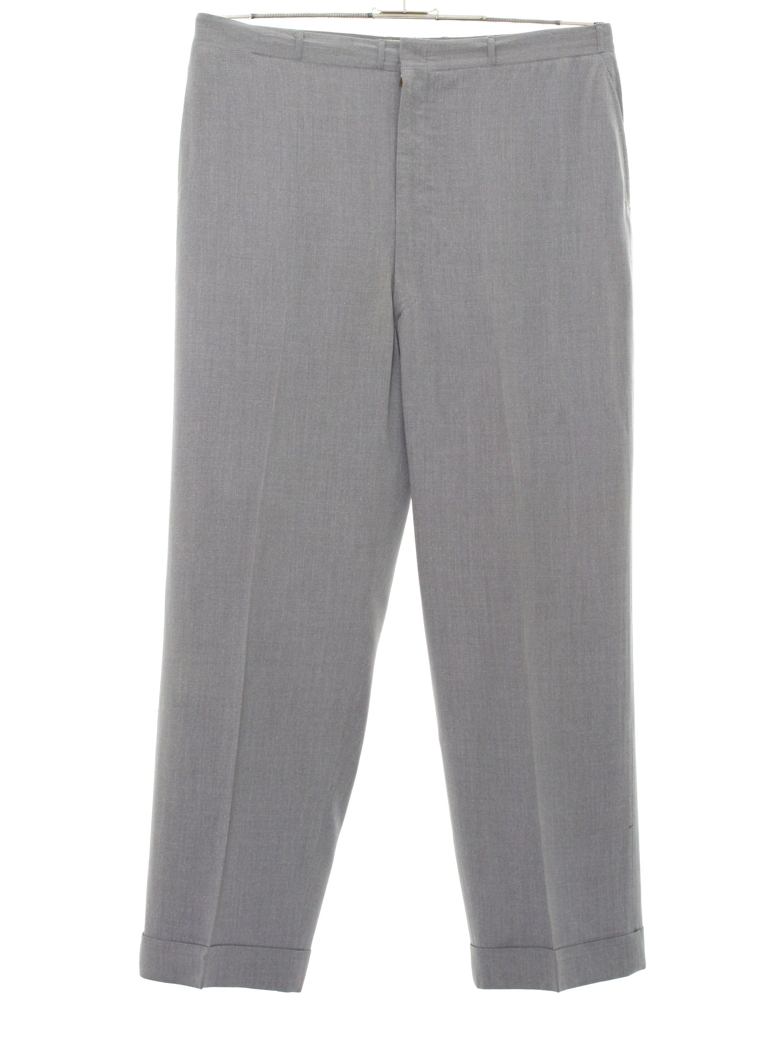 60s Pants: 60s -No Label- Mens light gray heather background, beige ...