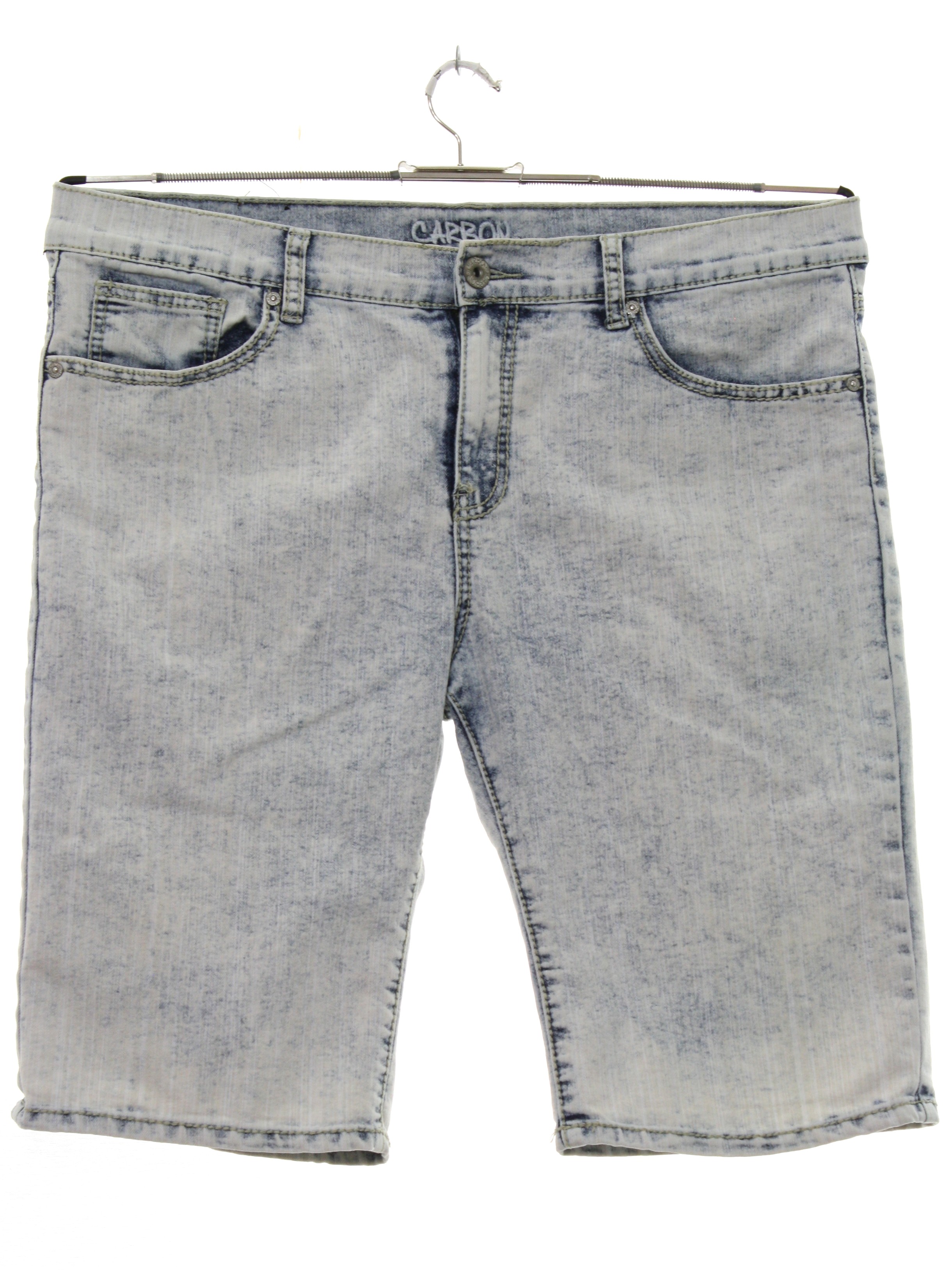 Shorts: (made in 90s) -Carbon- Mens light blue background with darker ...