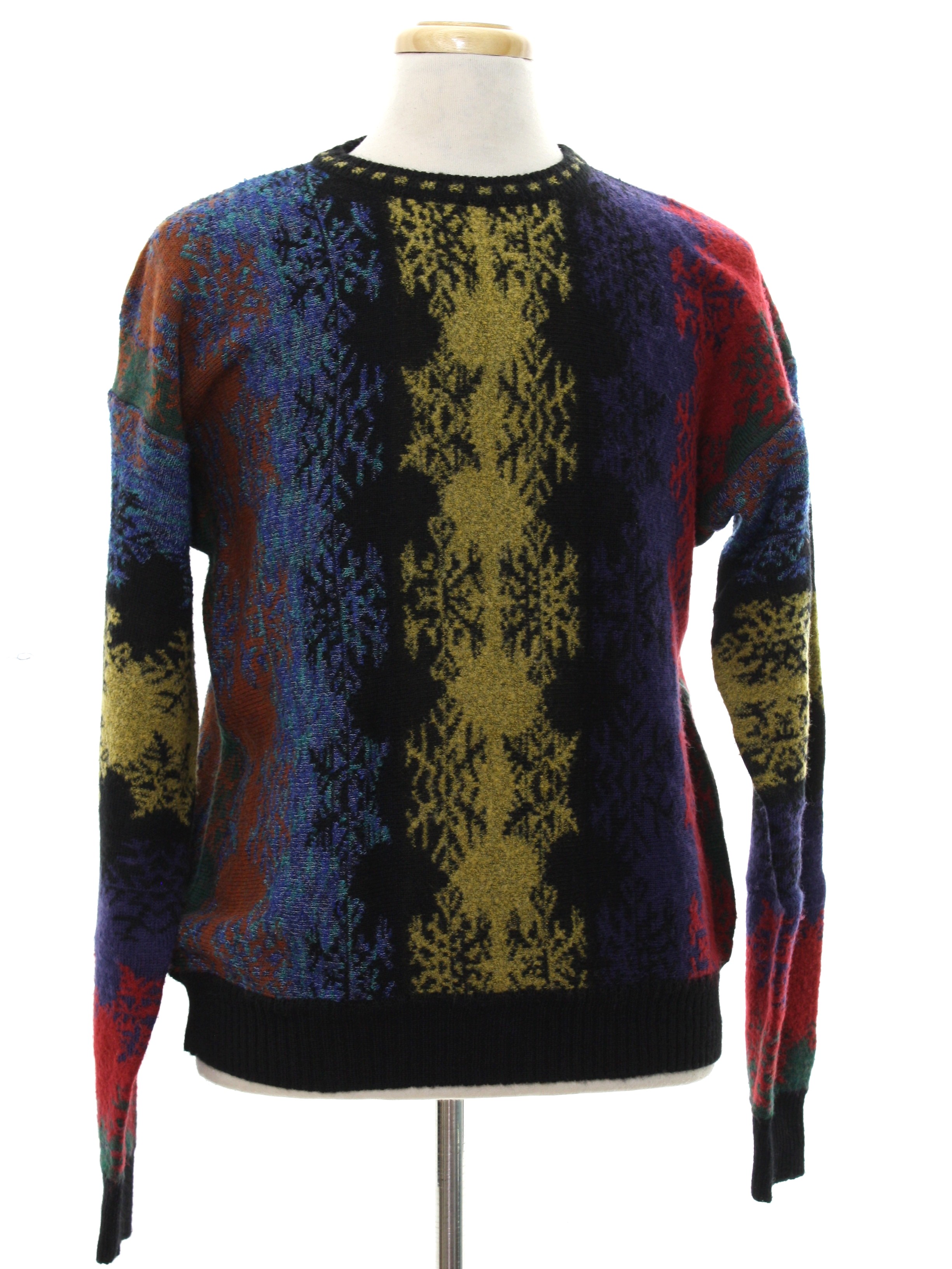 80s Retro Sweater: 80s -Croft and Barrow- Mens black background acrylic ...
