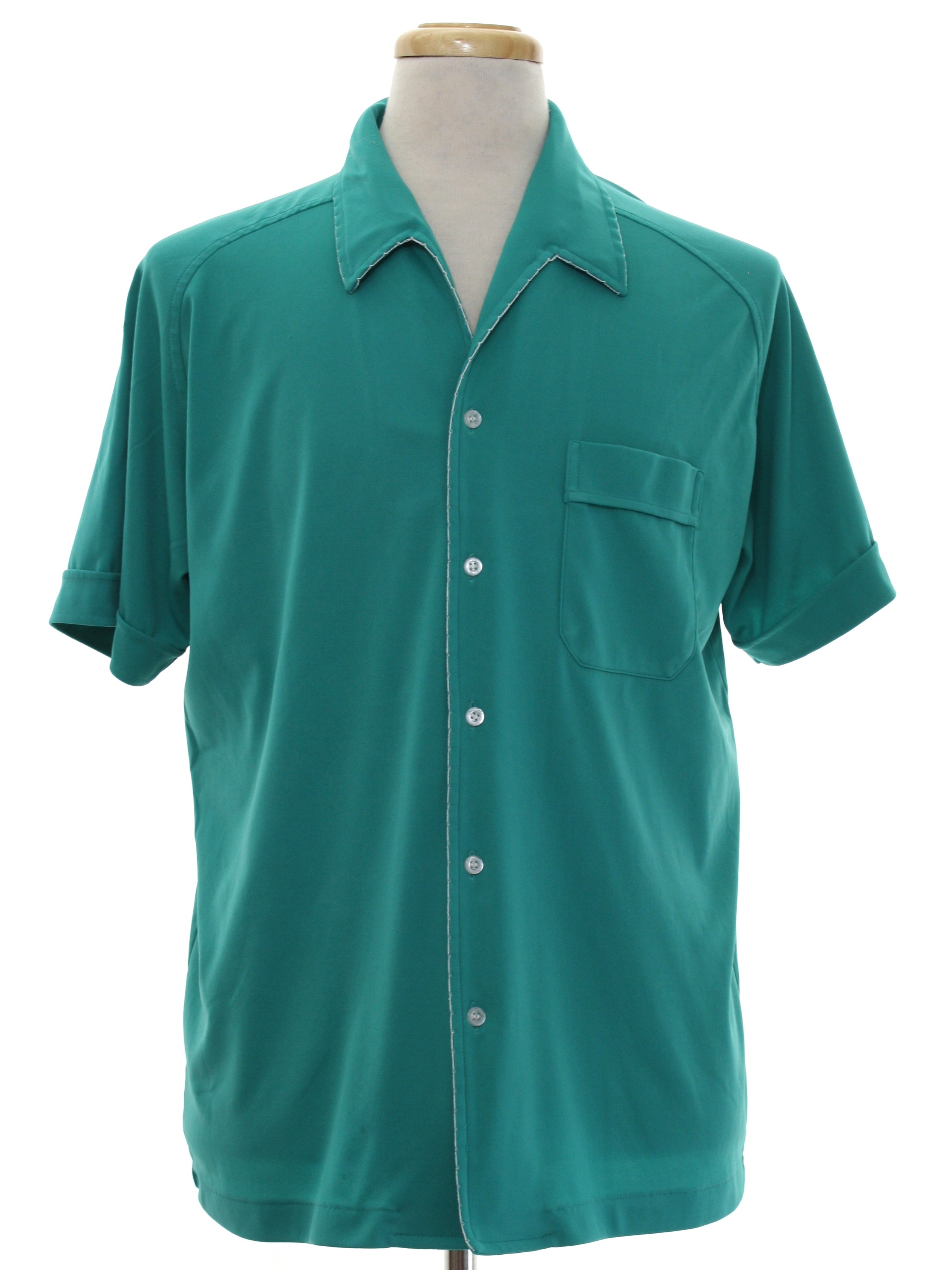 70s Shirt (Idle Time): Late 70s or Early 80s -Idle Time- Mens teal ...
