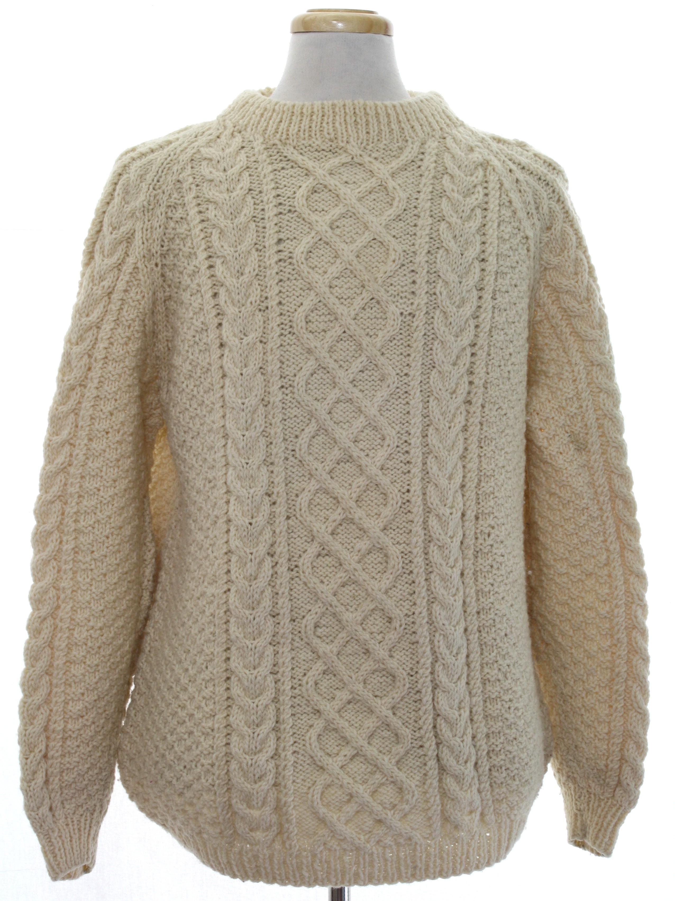 Vintage Hand Knitted 70's Sweater: 70s -Hand Knitted- Mens natural ...
