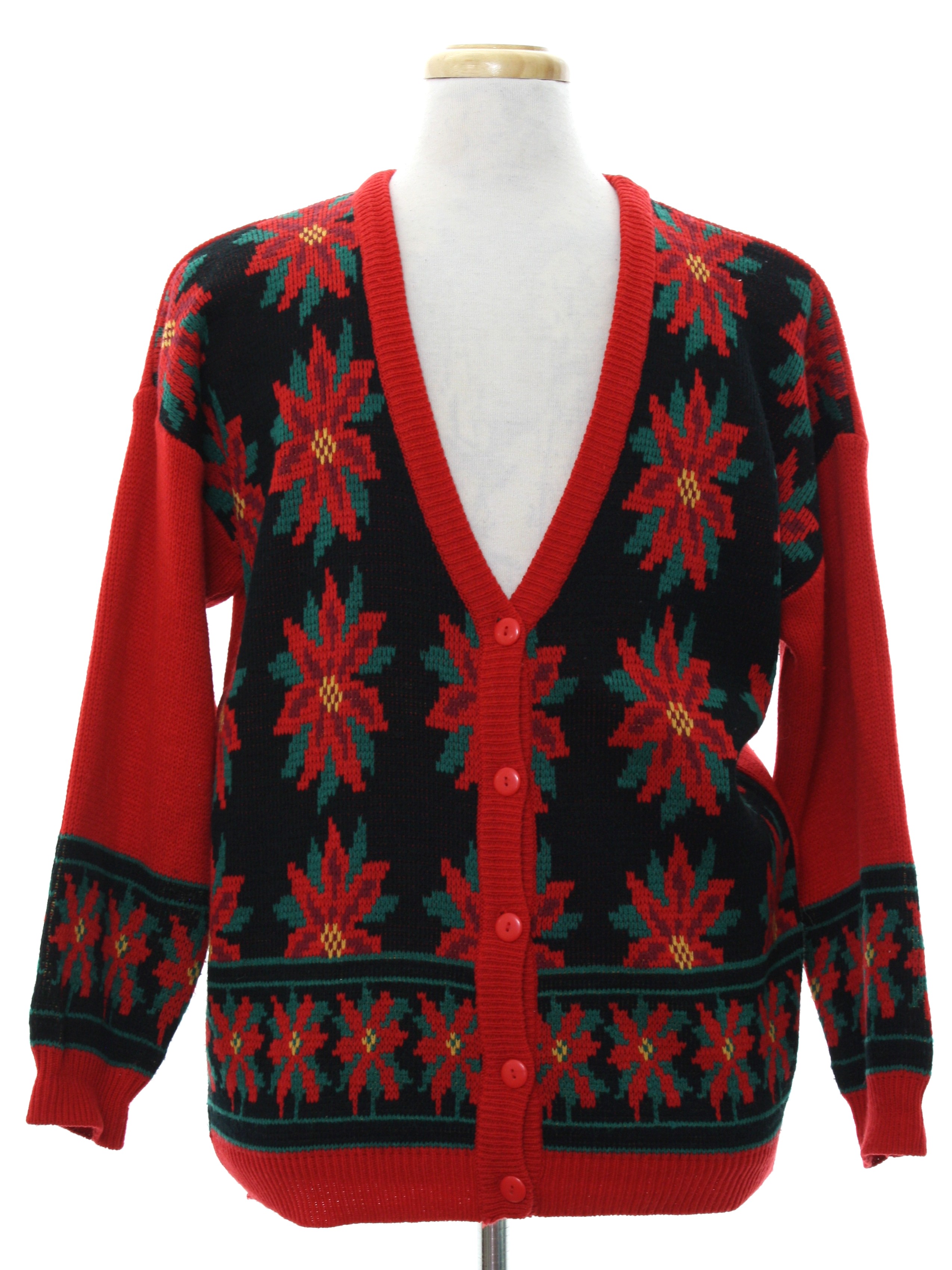 Ugly Christmas Cardigan Sweater: retro look -BaxterWells- Unisex red ...